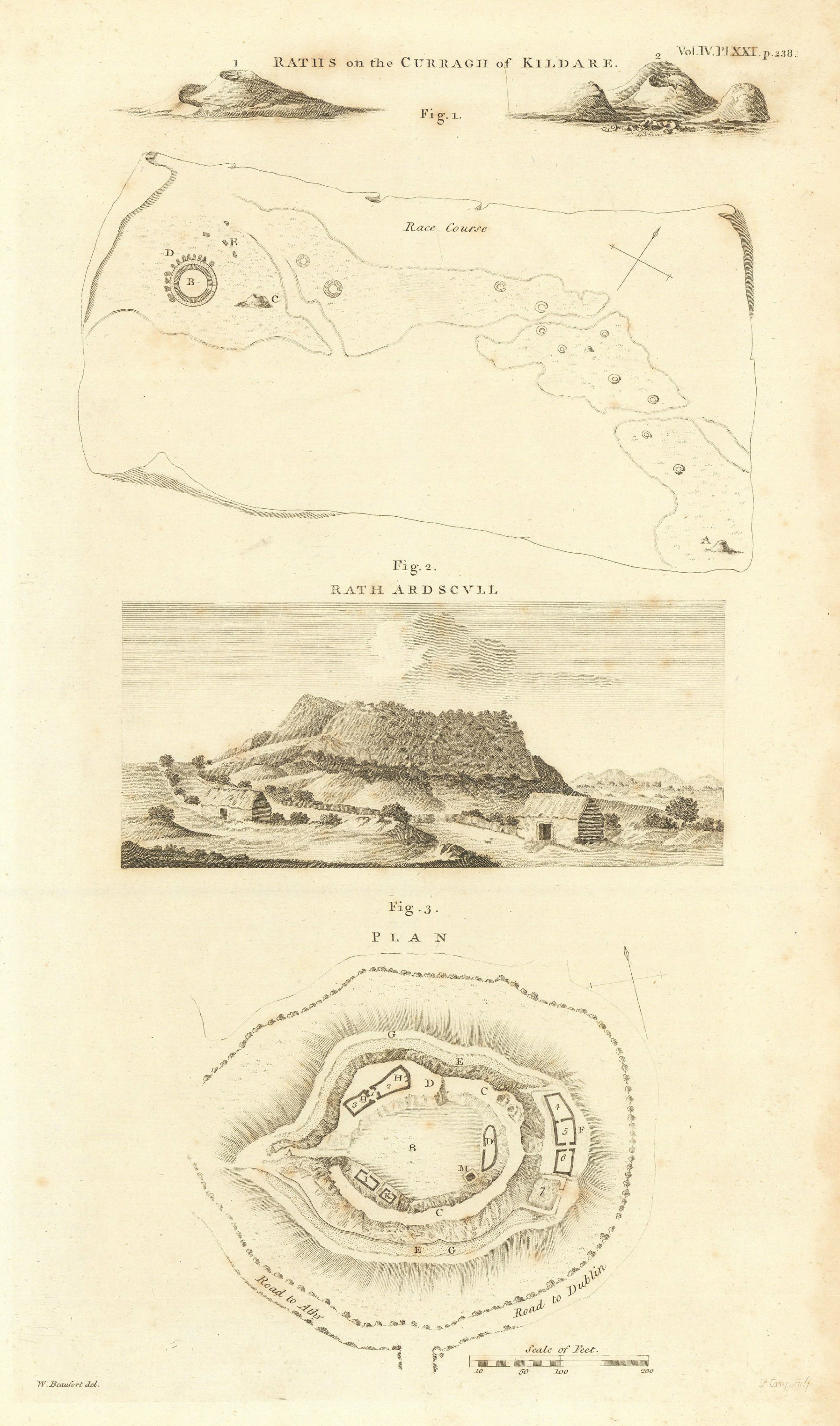 Associate Product Raths, Curragh of Kildare. Rath Ardscull, nr Athy. Hy Caellan McKelly 1806 map
