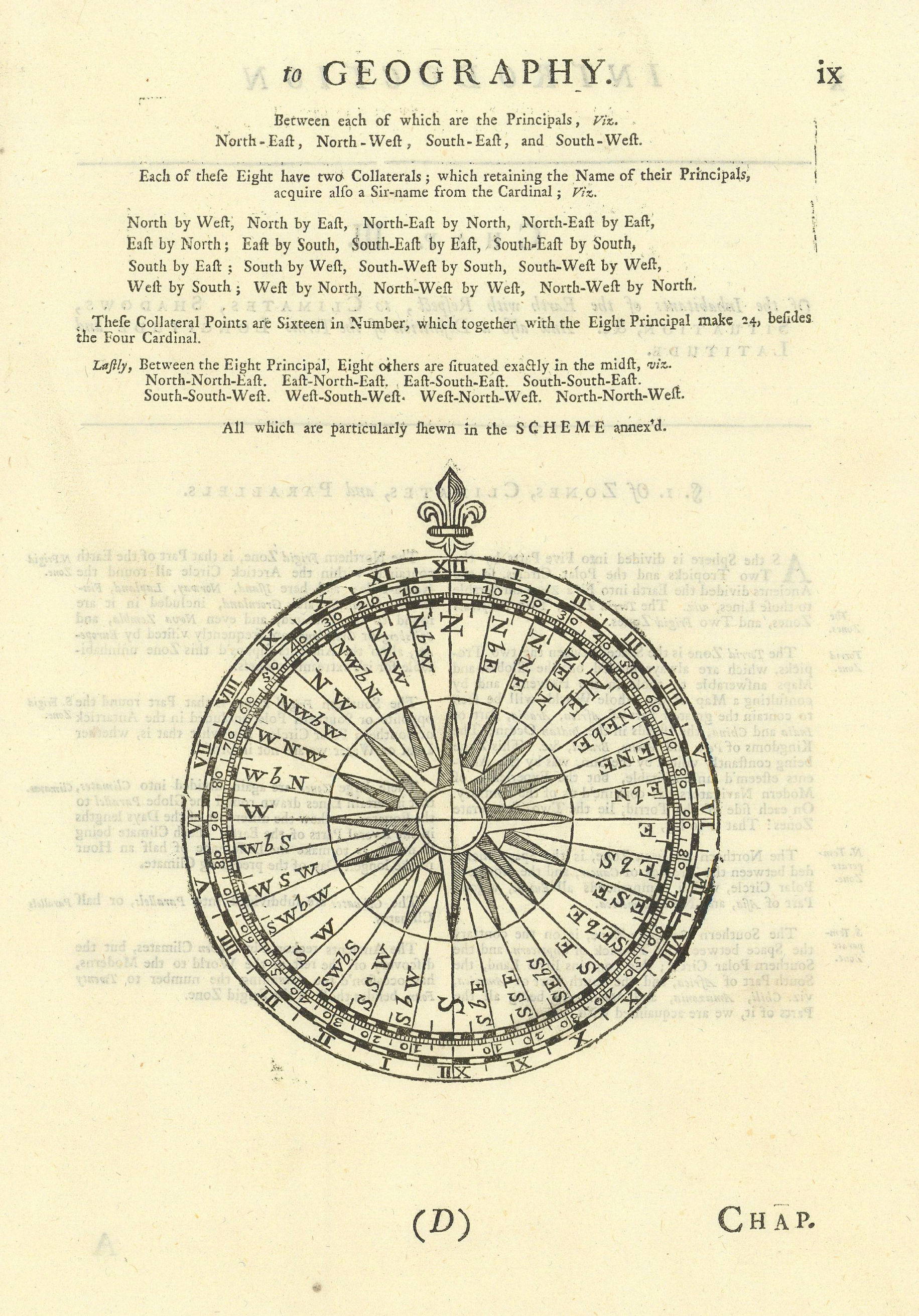 Compass rose. Decorative. MOLL 1709 old antique vintage print picture