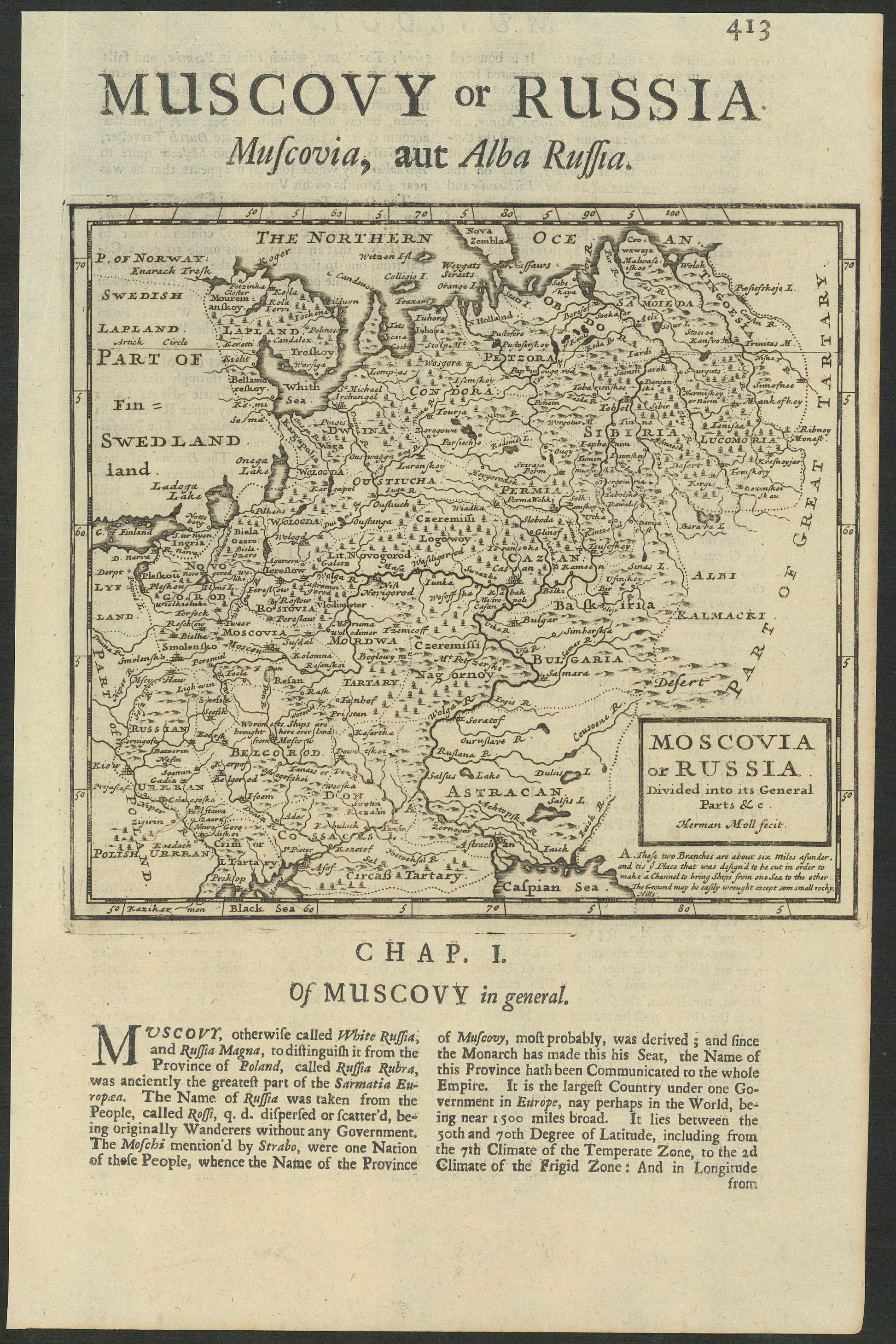 Muscovia or Russia by Herman Moll. Ukraine Belarus western Russia 1709 old map