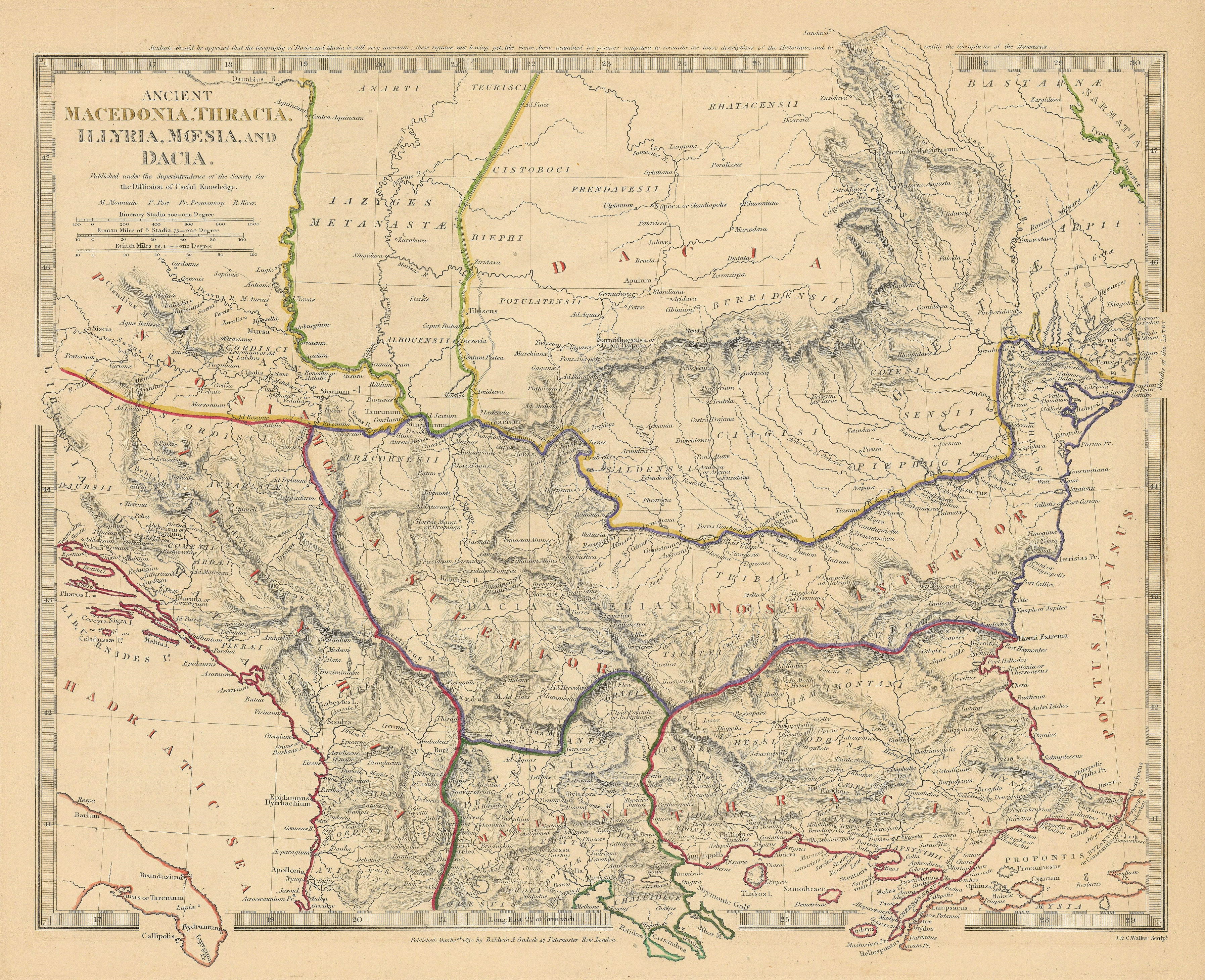 Associate Product BALKANS ANCIENT. Macedonia, Thracia, Illyria, Moesia and Dacia. SDUK 1844 map