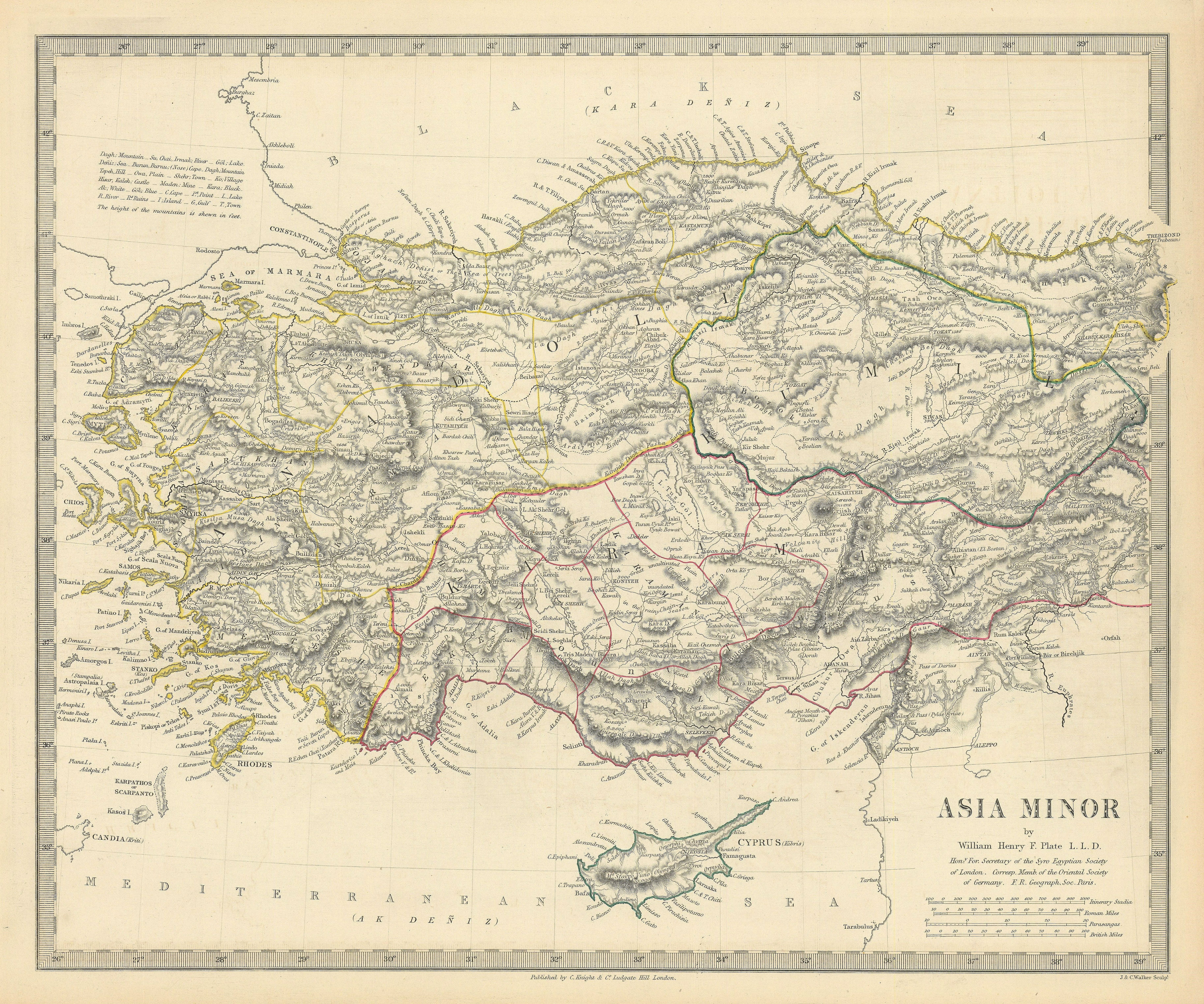 Associate Product ASIA MINOR Turkey Anatolia. Karaman Rumili Anadoli Cyprus. SDUK/Plate 1846 map