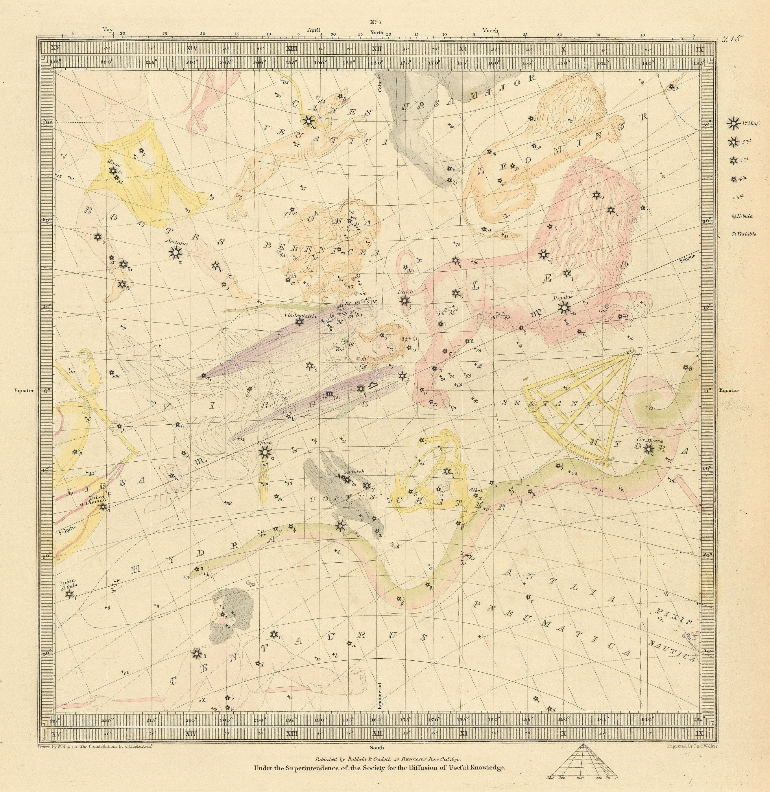 Associate Product ASTRONOMY CELESTIAL. Star map. Star chart, III. Autumnal Equinox. SDUK 1847
