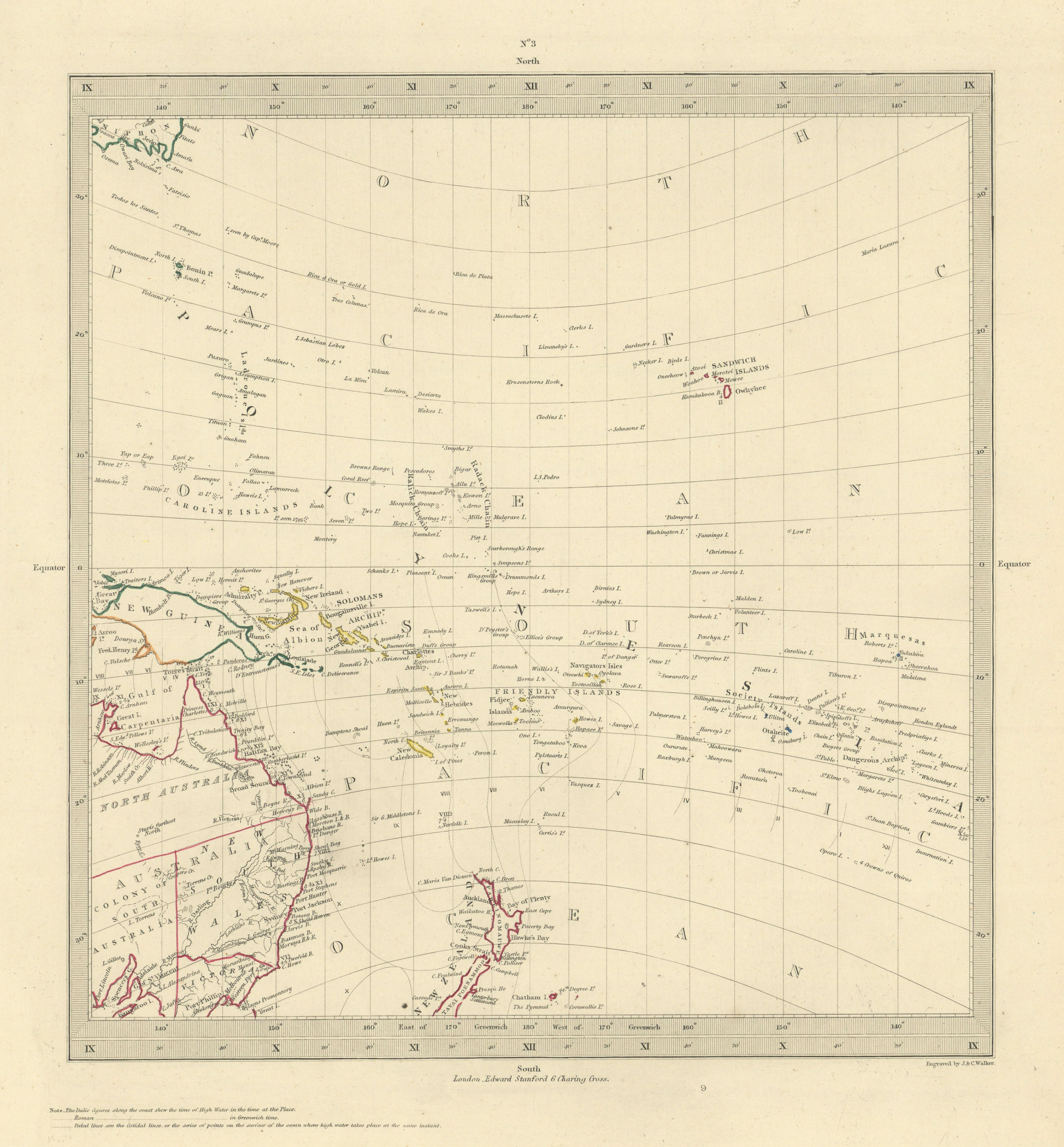 Associate Product AUSTRALASIA POLYNESIA PACIFIC OCEAN. On Gnomonic Projection. SDUK 1856 old map