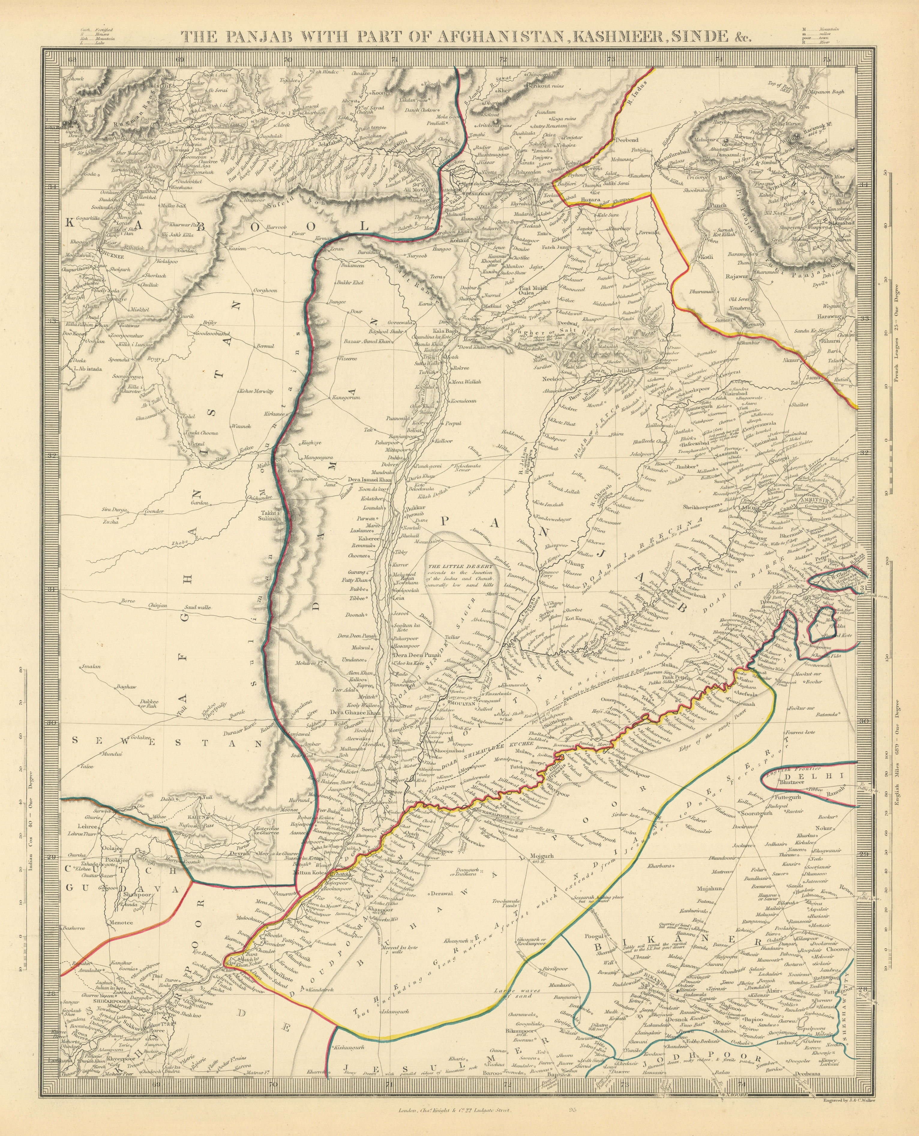 THE PANJAB. Pakistan. Punjab, Afghanistan, Kashmir, and Sinde. SDUK 1851 map
