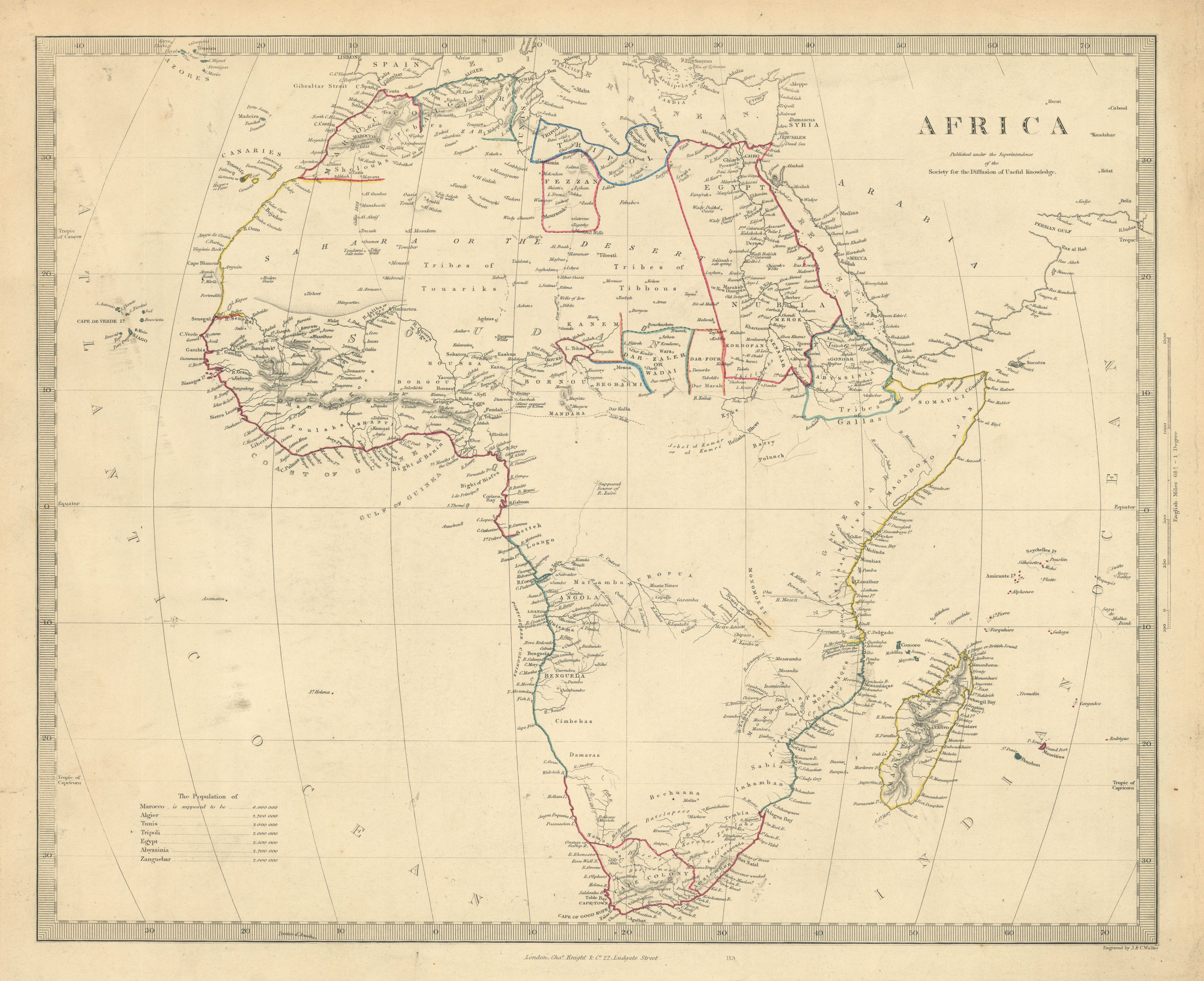 Associate Product AFRICA. Map pre-dating much exploration. Mountains of Kong. SDUK 1851 old