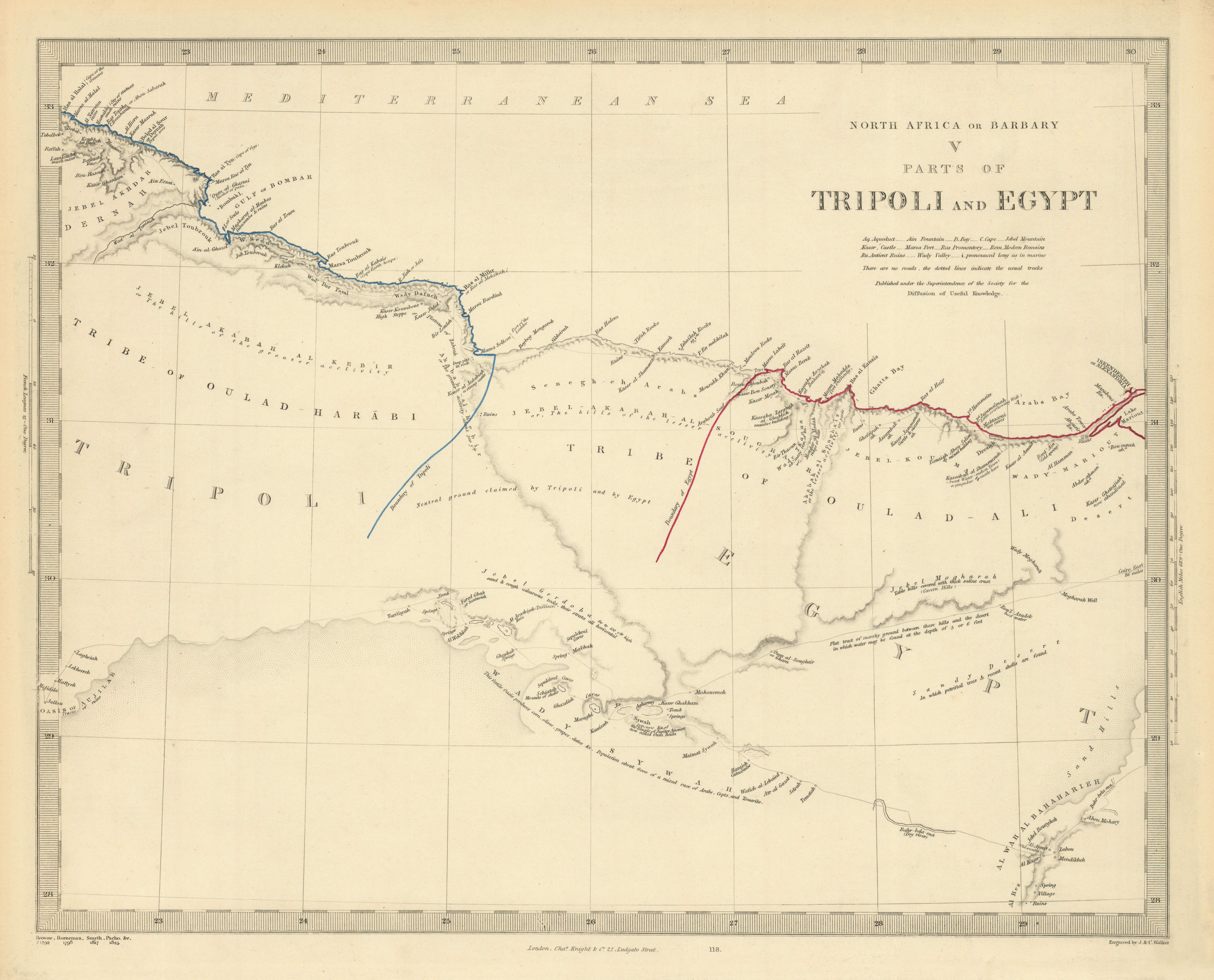 Associate Product NORTH AFRICA OF BABRBARY V Parts of Tripoli & Egypt. Libya Tribes. SDUK 1851 map