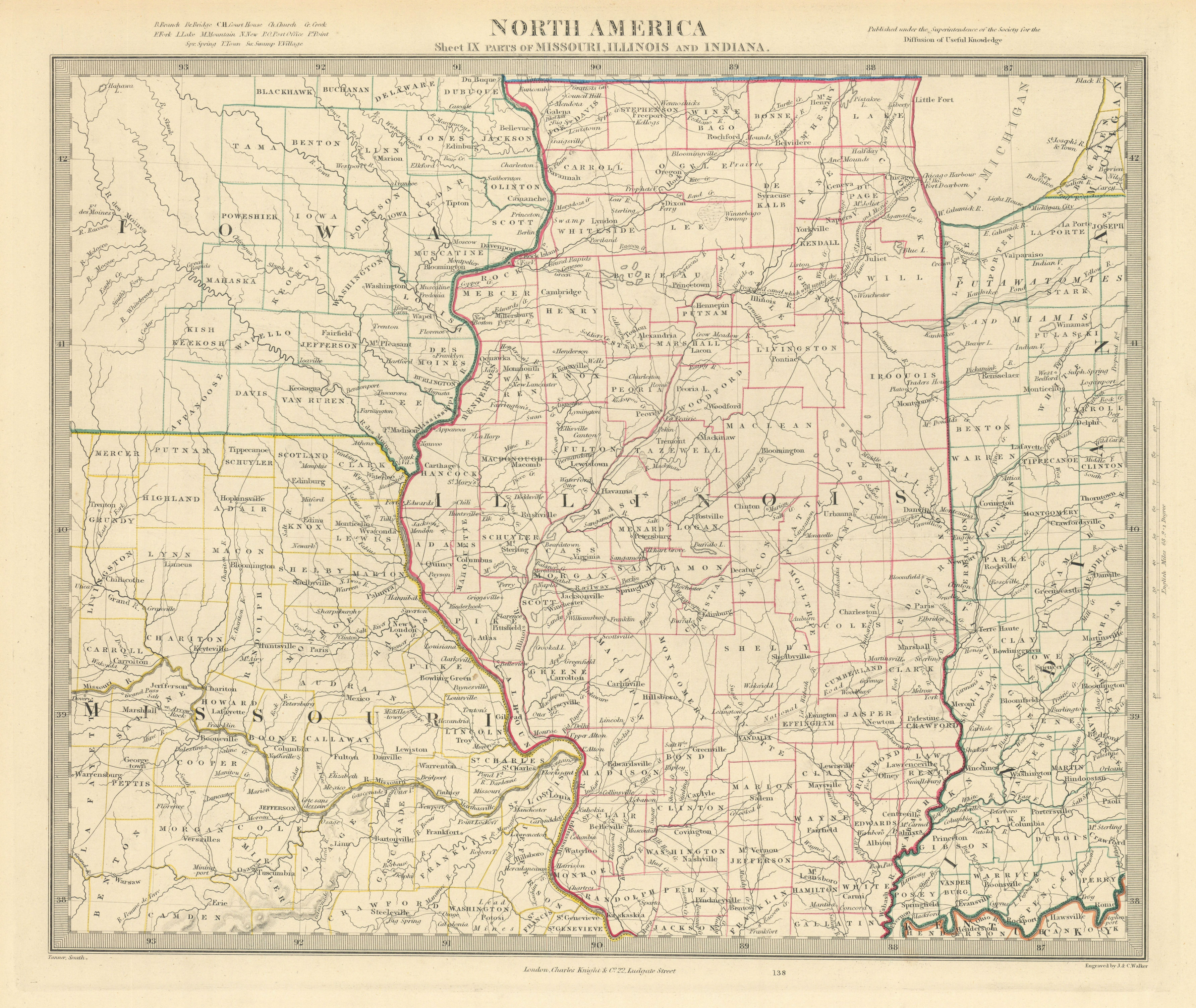 Associate Product USA MIDWEST. Missouri Illinois Indiana Iowa. Chicago St Louis. SDUK 1851 map