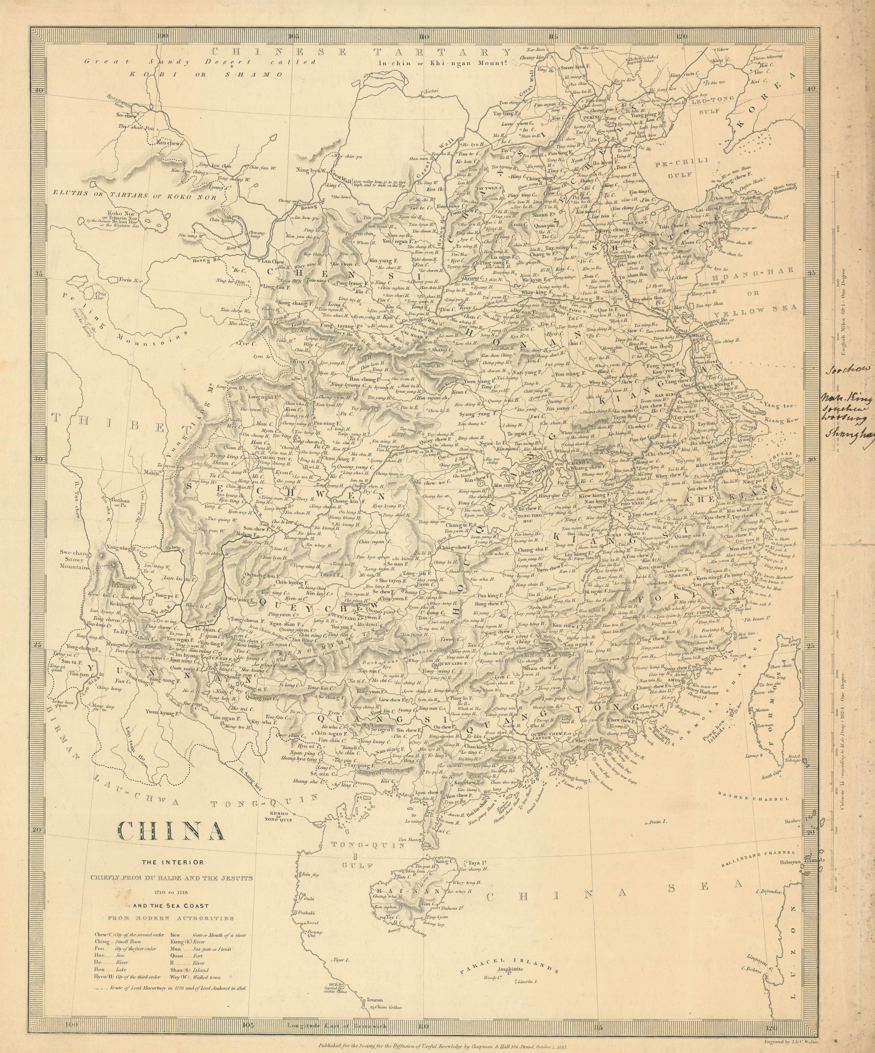 Associate Product CHINA from Du Halde Jesuits McCartney Kyaikkami. Formosa Taiwan SDUK 1844 map