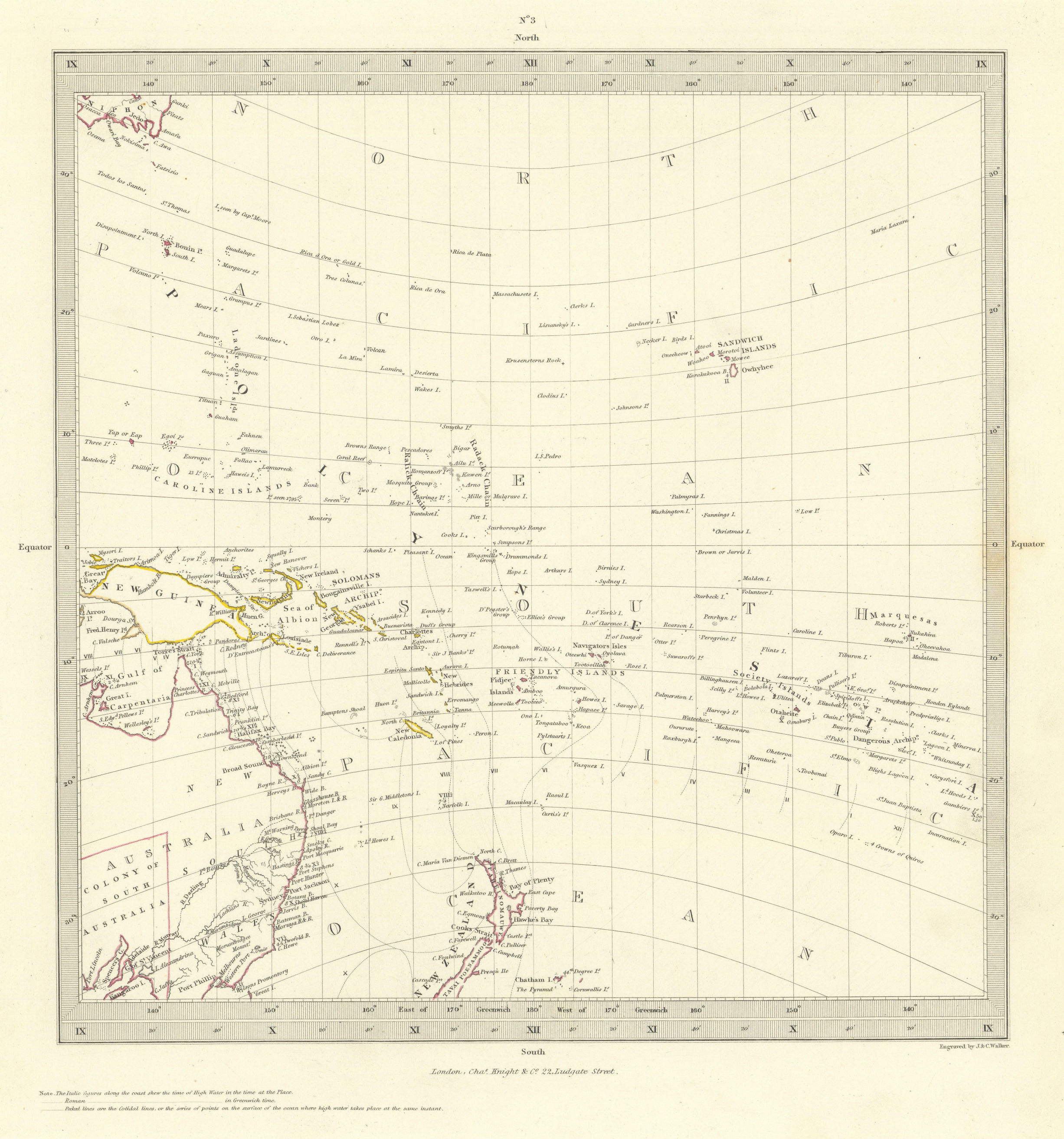 AUSTRALASIA POLYNESIA PACIFIC OCEAN. On Gnomonic Projection. SDUK 1846 old map