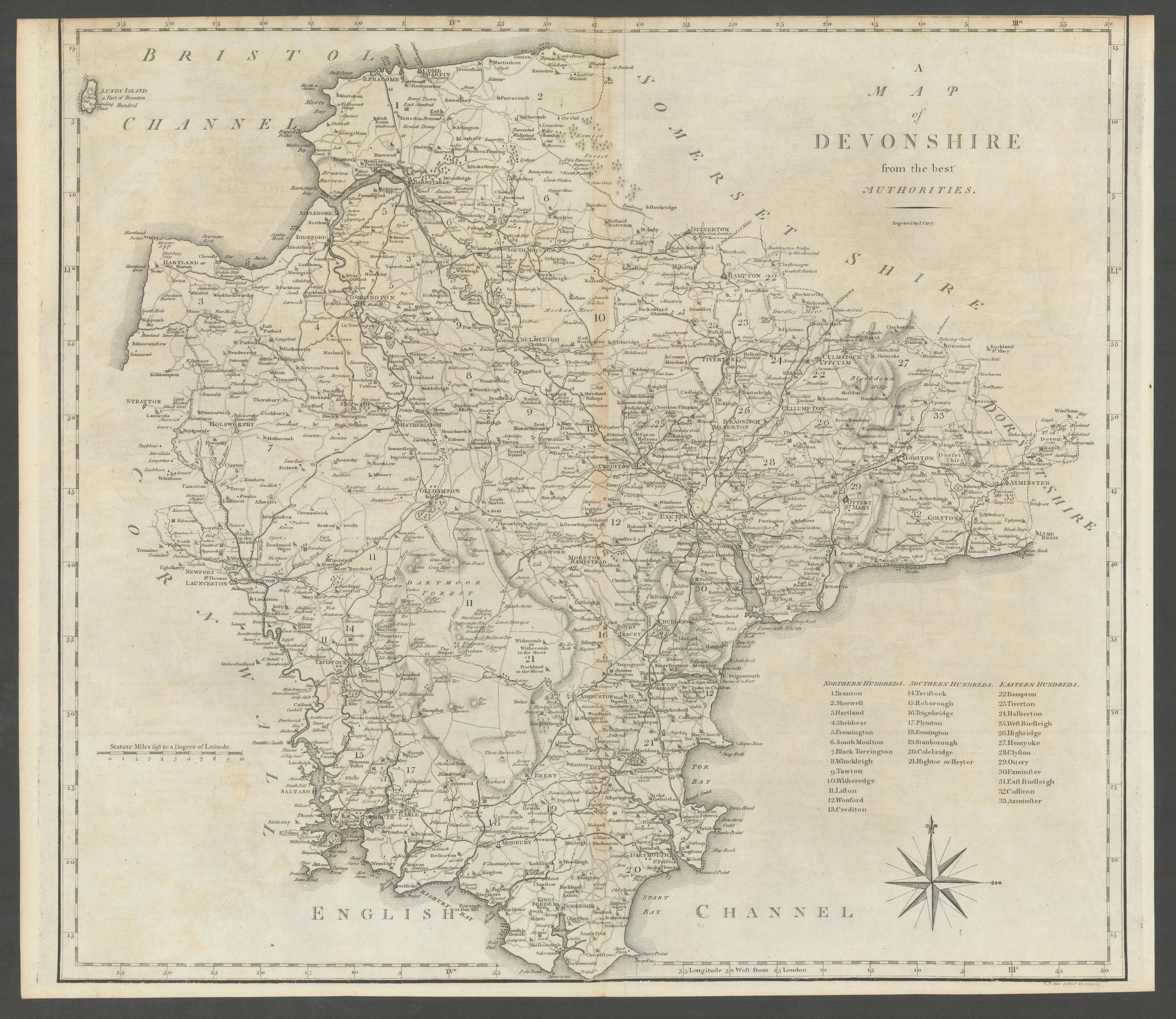 Associate Product "A map of Devonshire from the best authorities". County map. CARY 1789 old