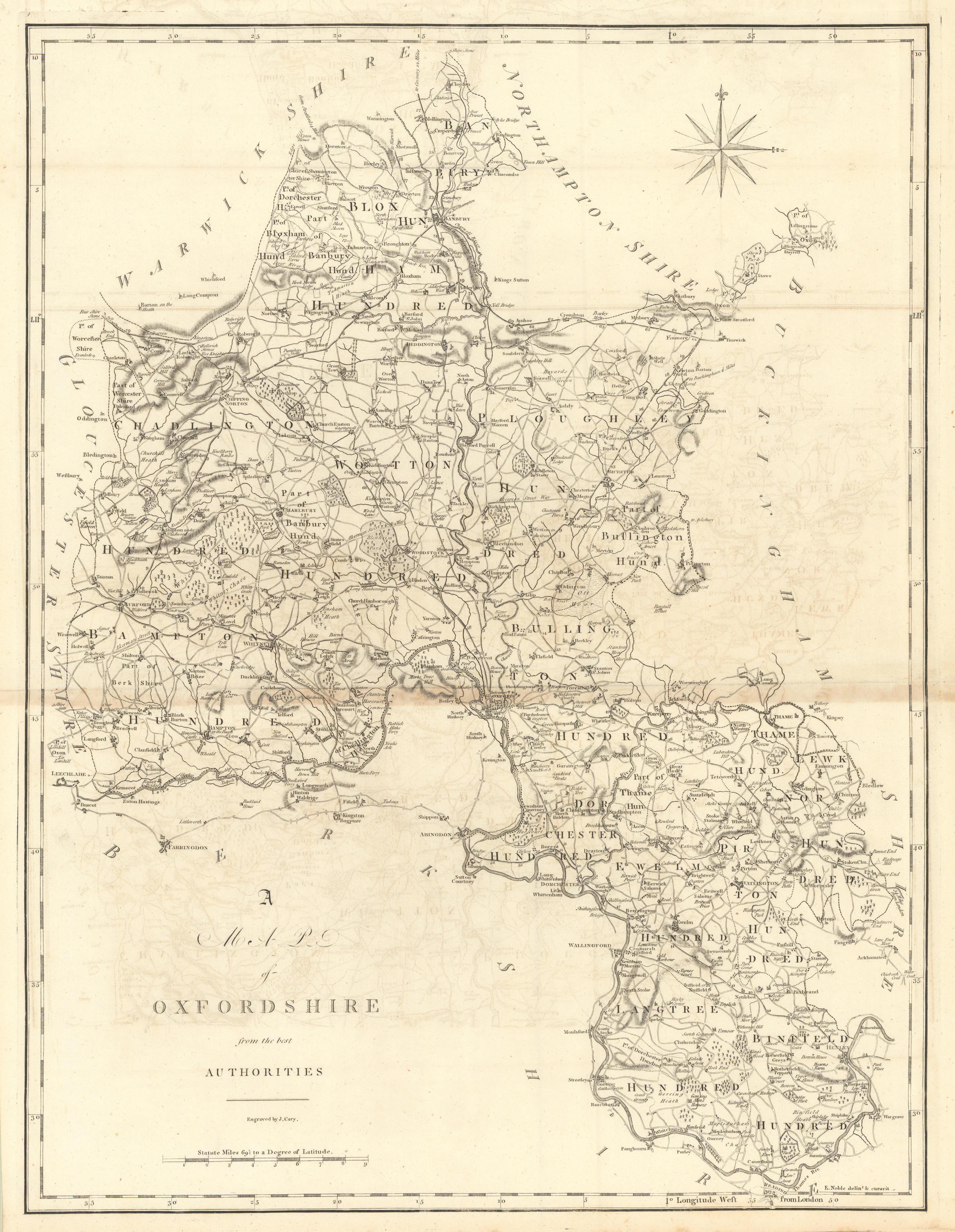 Associate Product "A map of Oxfordshire from the best authorities". County map. CARY 1789