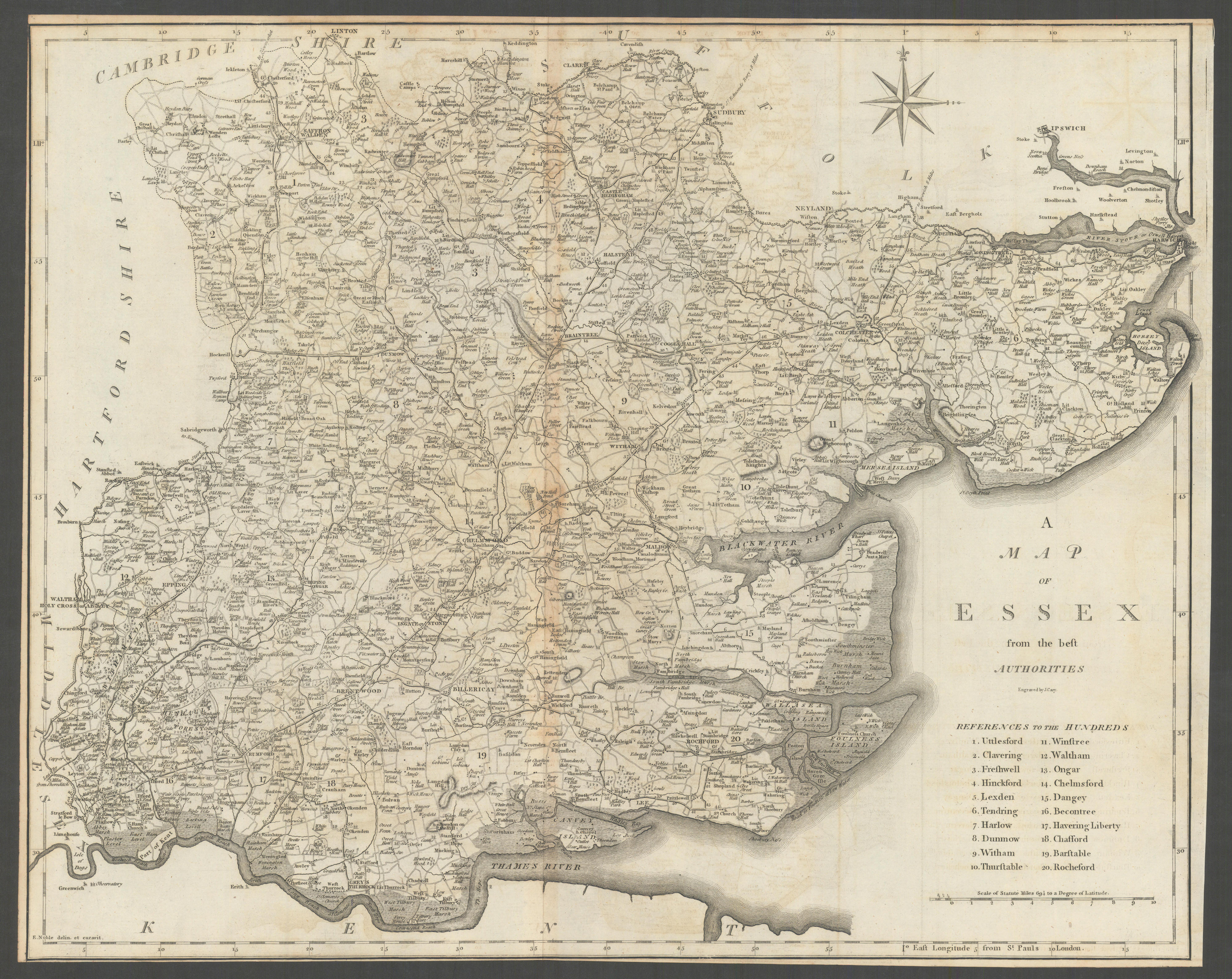Associate Product "A map of Essex from the best authorities". County map. CARY 1789 old