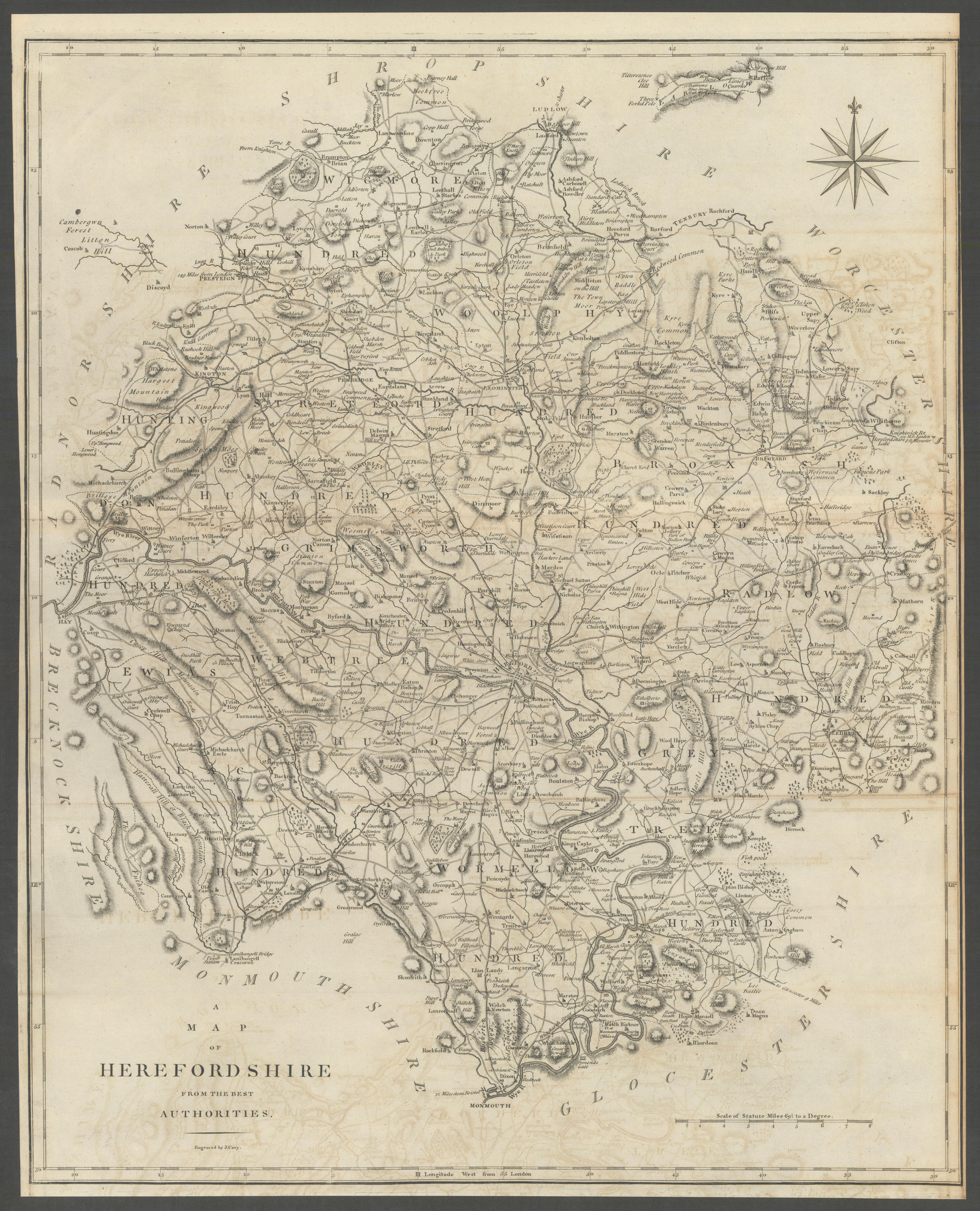 "A map of Herefordshire from the best authorities". County map. CARY 1789