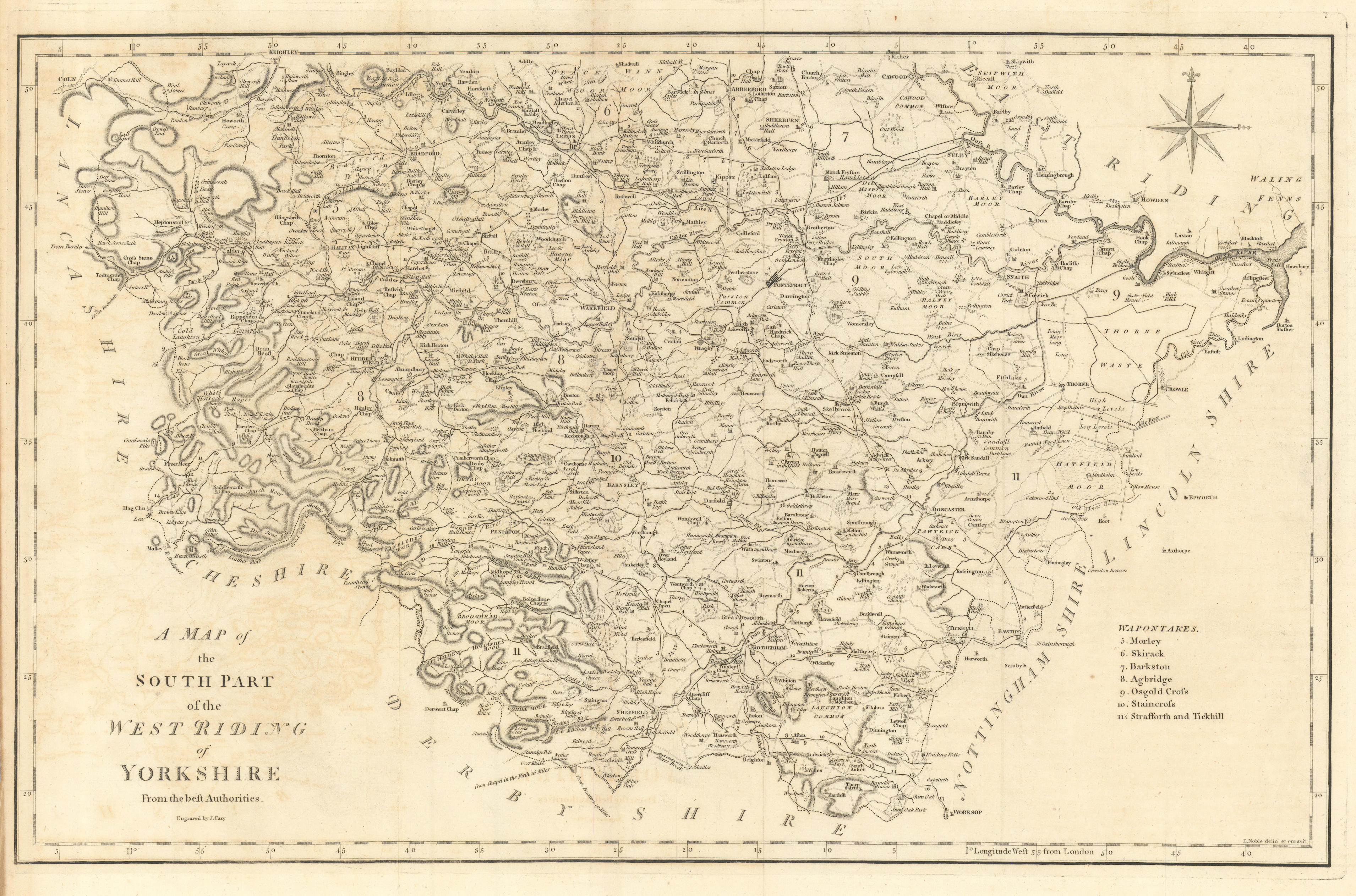 Associate Product "A map of the South part of the West Riding of Yorkshire…" by John CARY 1789