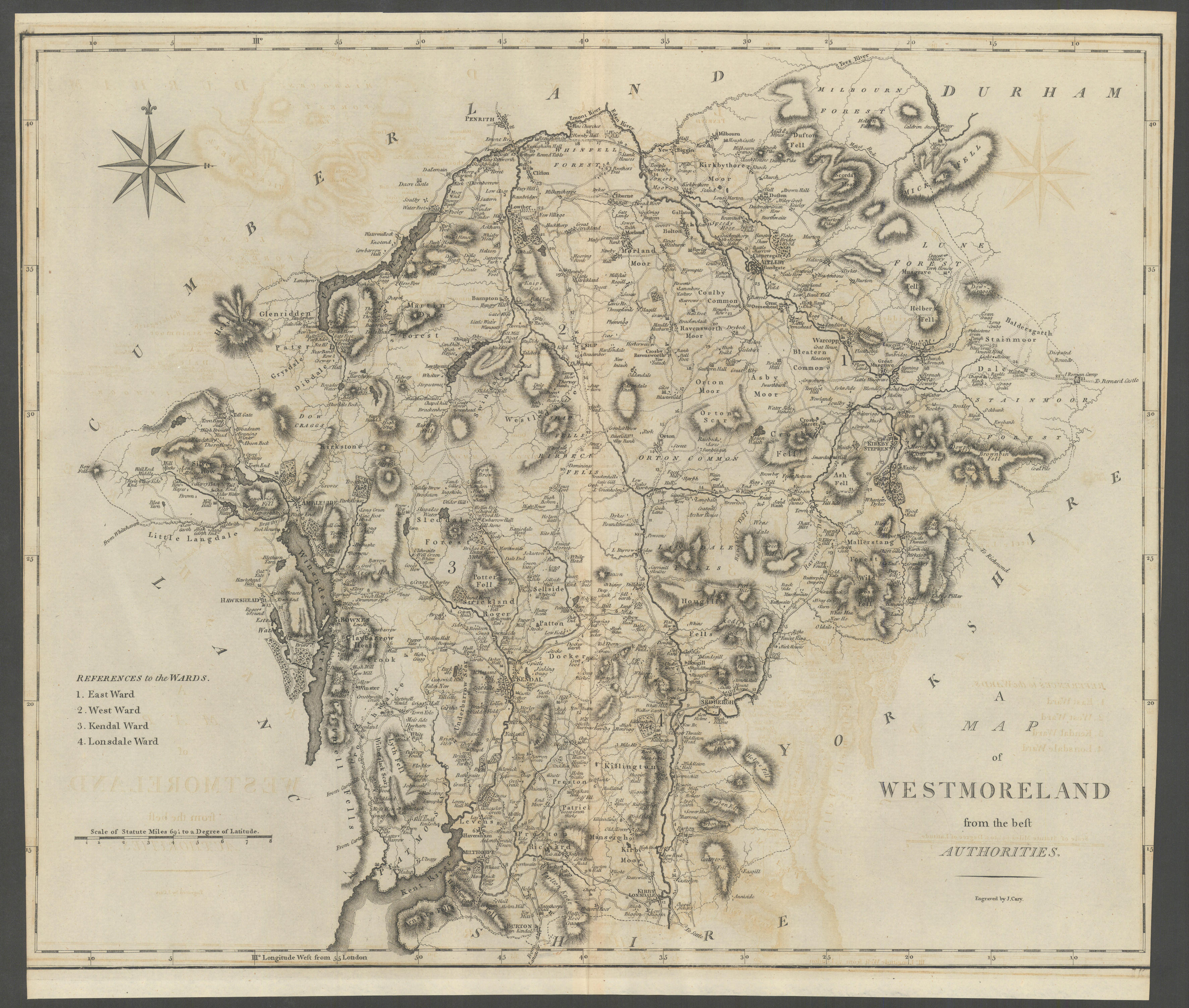 Associate Product "A map of Westmoreland from the best authorities". County map. CARY 1789
