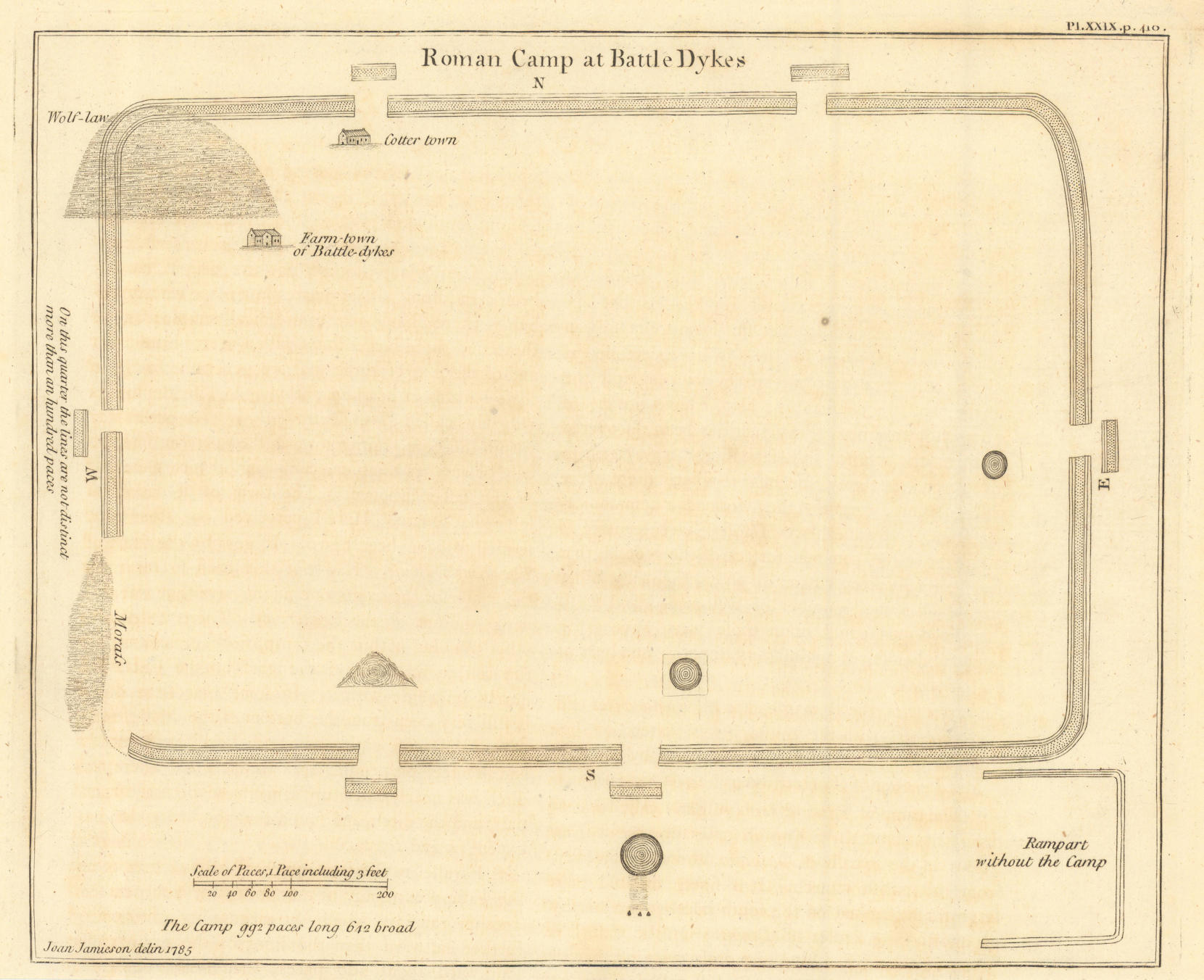 Associate Product "Roman Camp at Battle Dykes". Battledykes, Forfar, Scotland 1789 old map