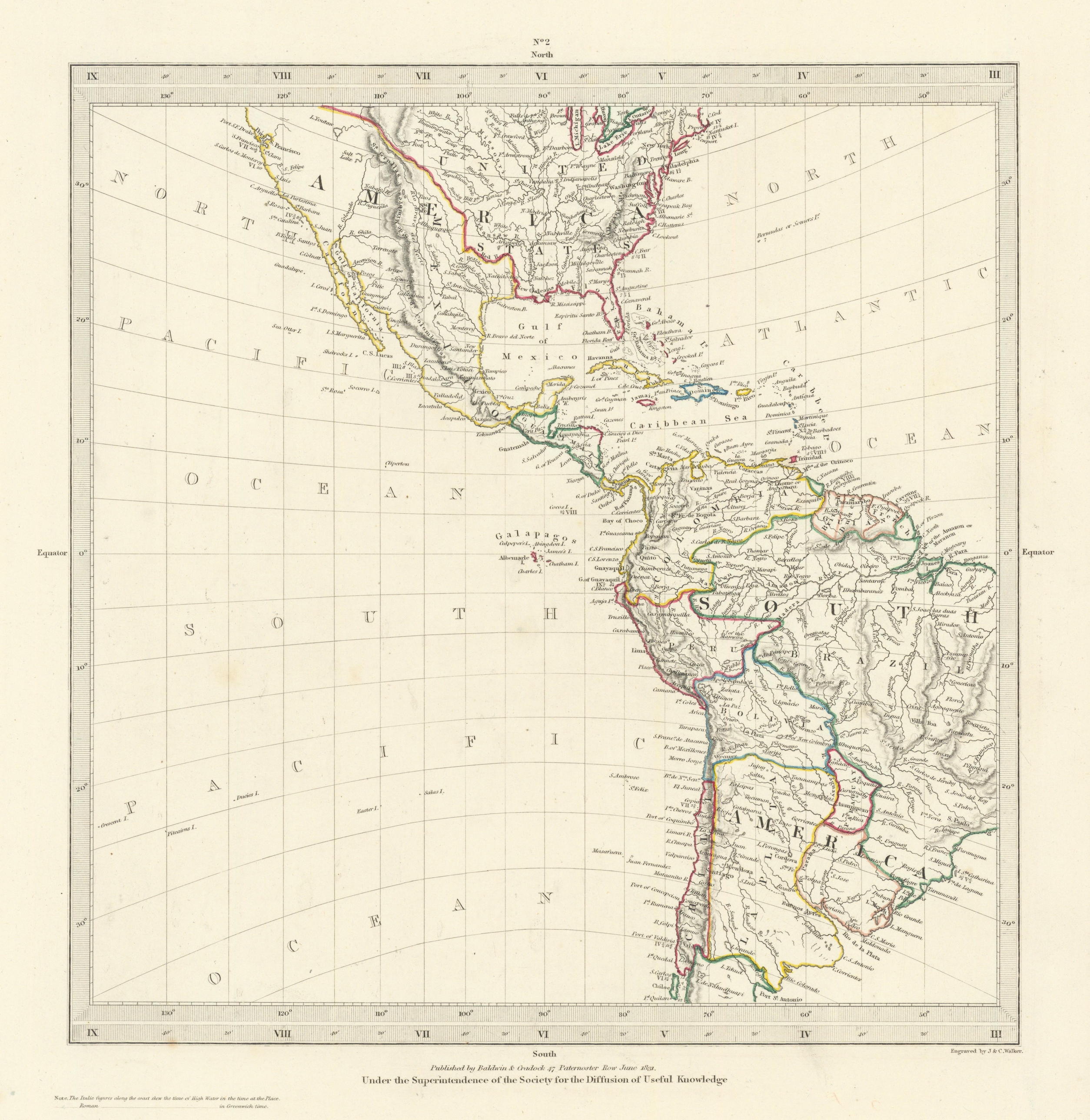 Associate Product AMERICAS. Gnomonic Projection. Shows Texas as part of Mexico. SDUK 1844 map