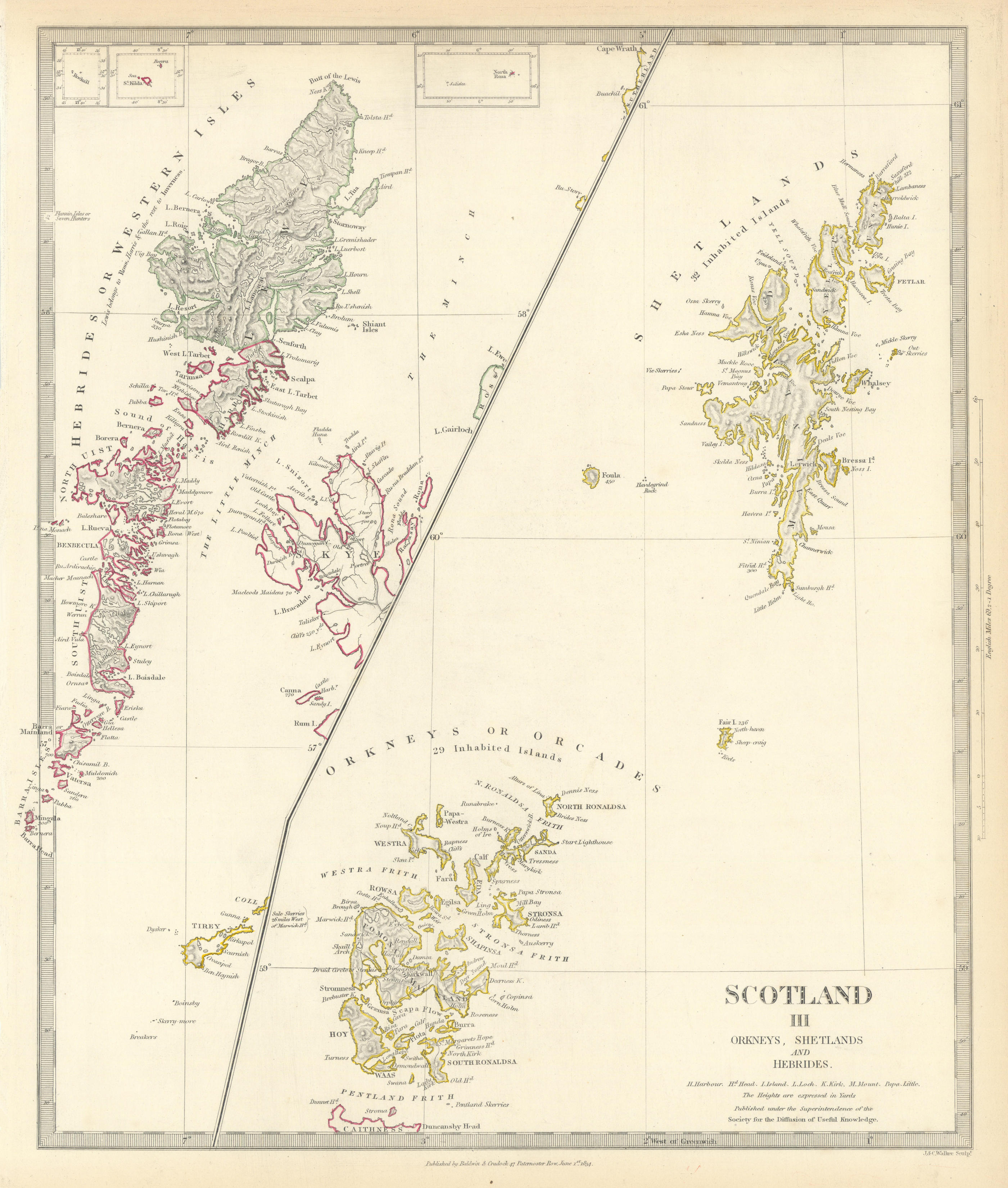 Associate Product SCOTLAND ISLANDS. Western Isles. Orkneys, Shetlands and Hebrides.SDUK 1844 map