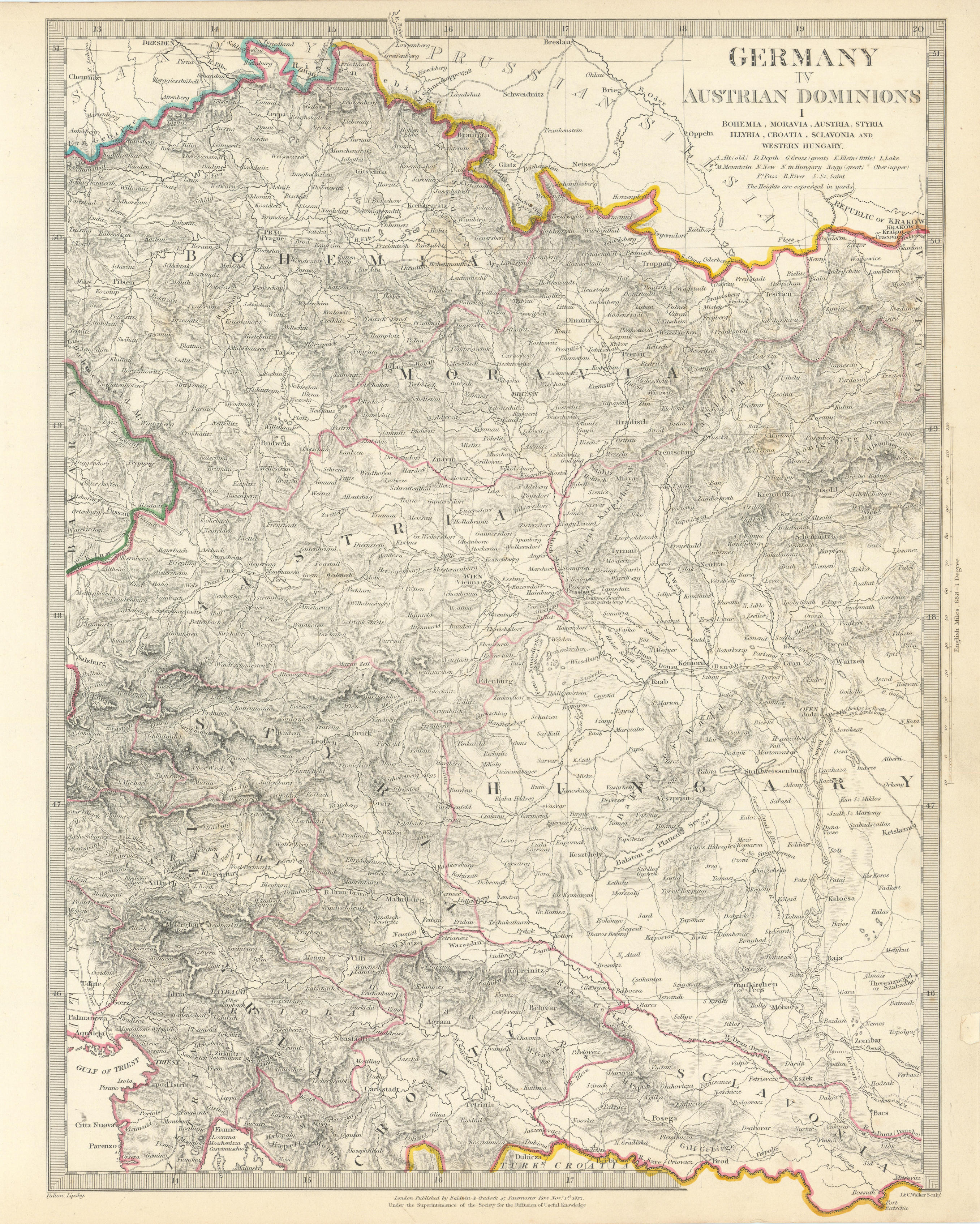 Associate Product AUSTRIAN DOMINION.Bohemia Moravia Styria Illyria Croatia Hungary.SDUK 1844 map