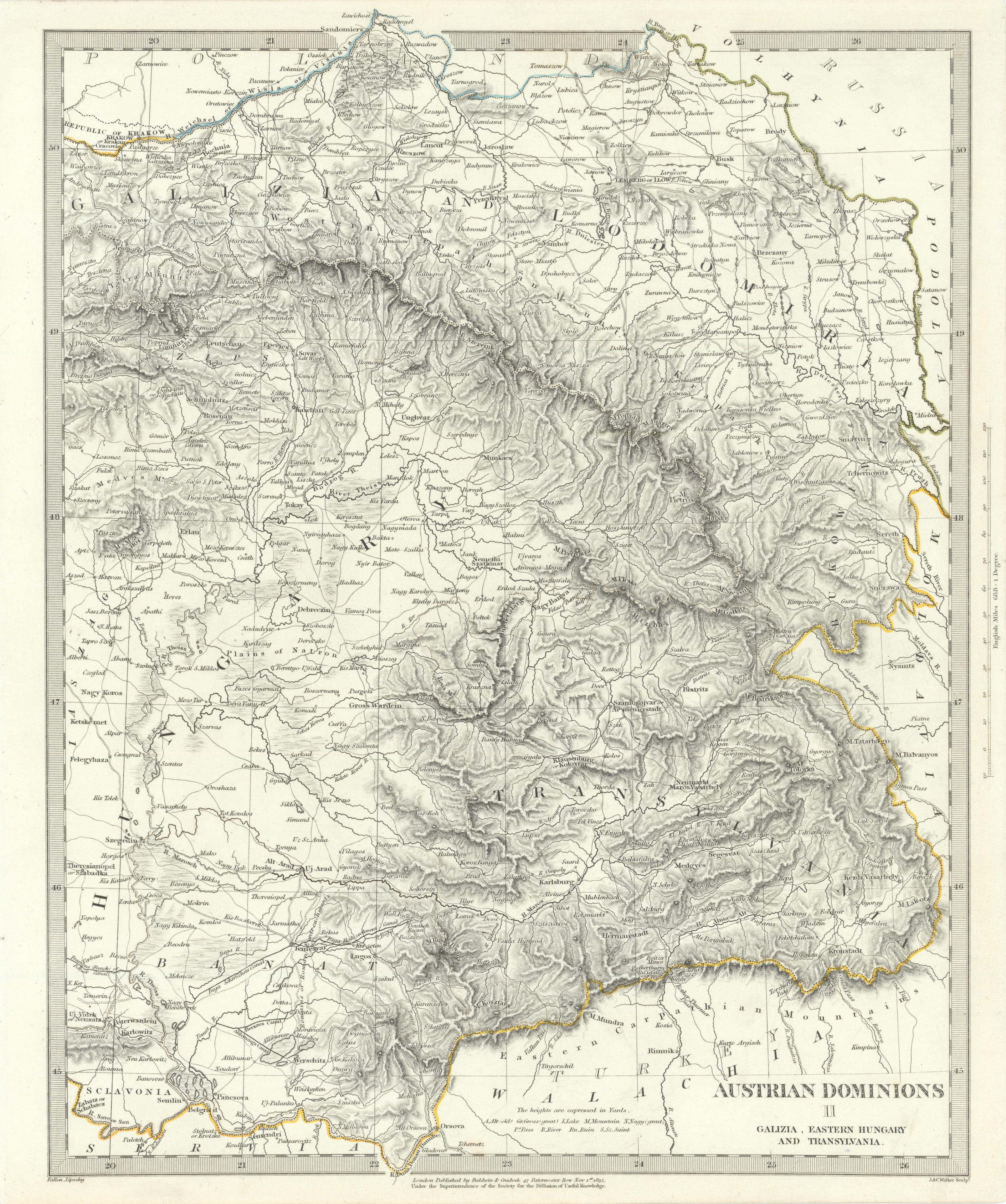 Associate Product AUSTRIAN DOMINIONS.Galizia Eastern Hungary Transylvania Galicia.SDUK 1844 map