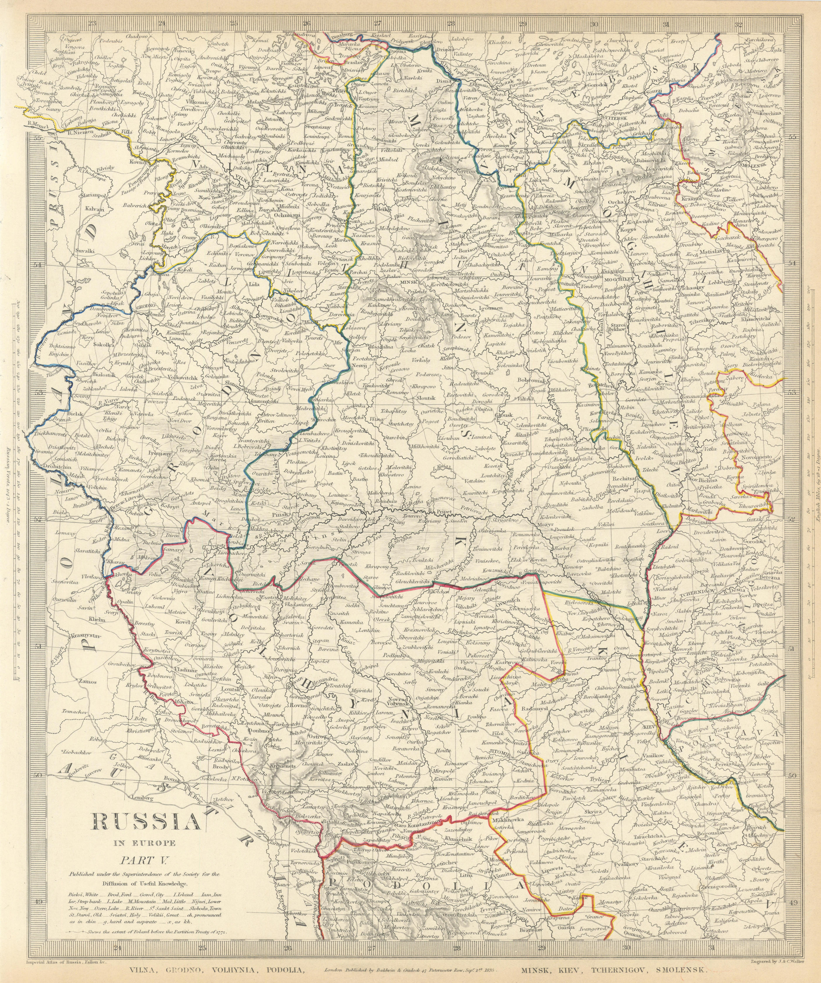 EASTERN EUROPE.Vilna Grodno Volhynia Podoiva Minsk Kiev Smolensk.SDUK 1844 map