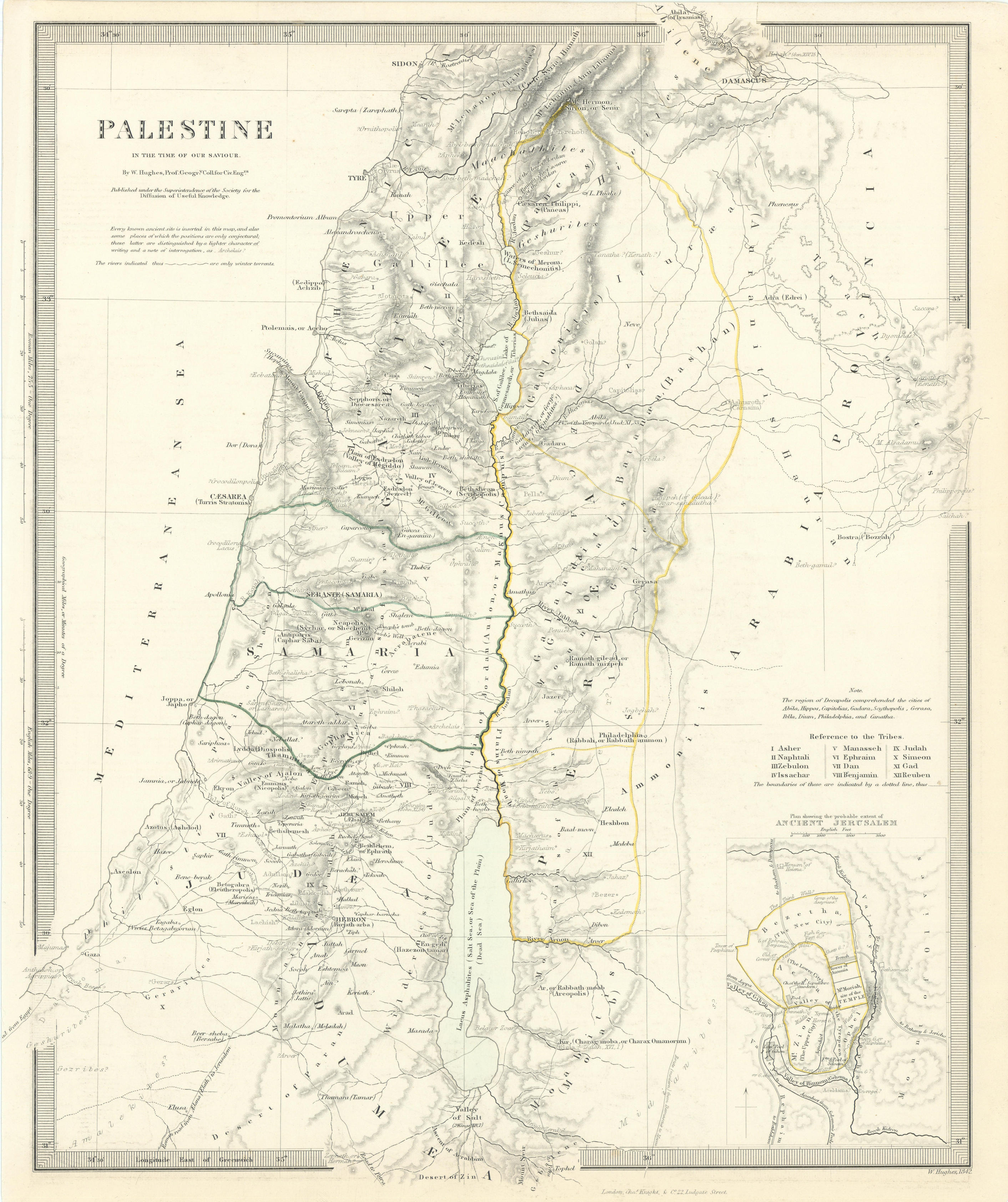 Associate Product PALESTINE. in the time of Our Saviour Jesus; Ancient Jerusalem. SDUK 1844 map