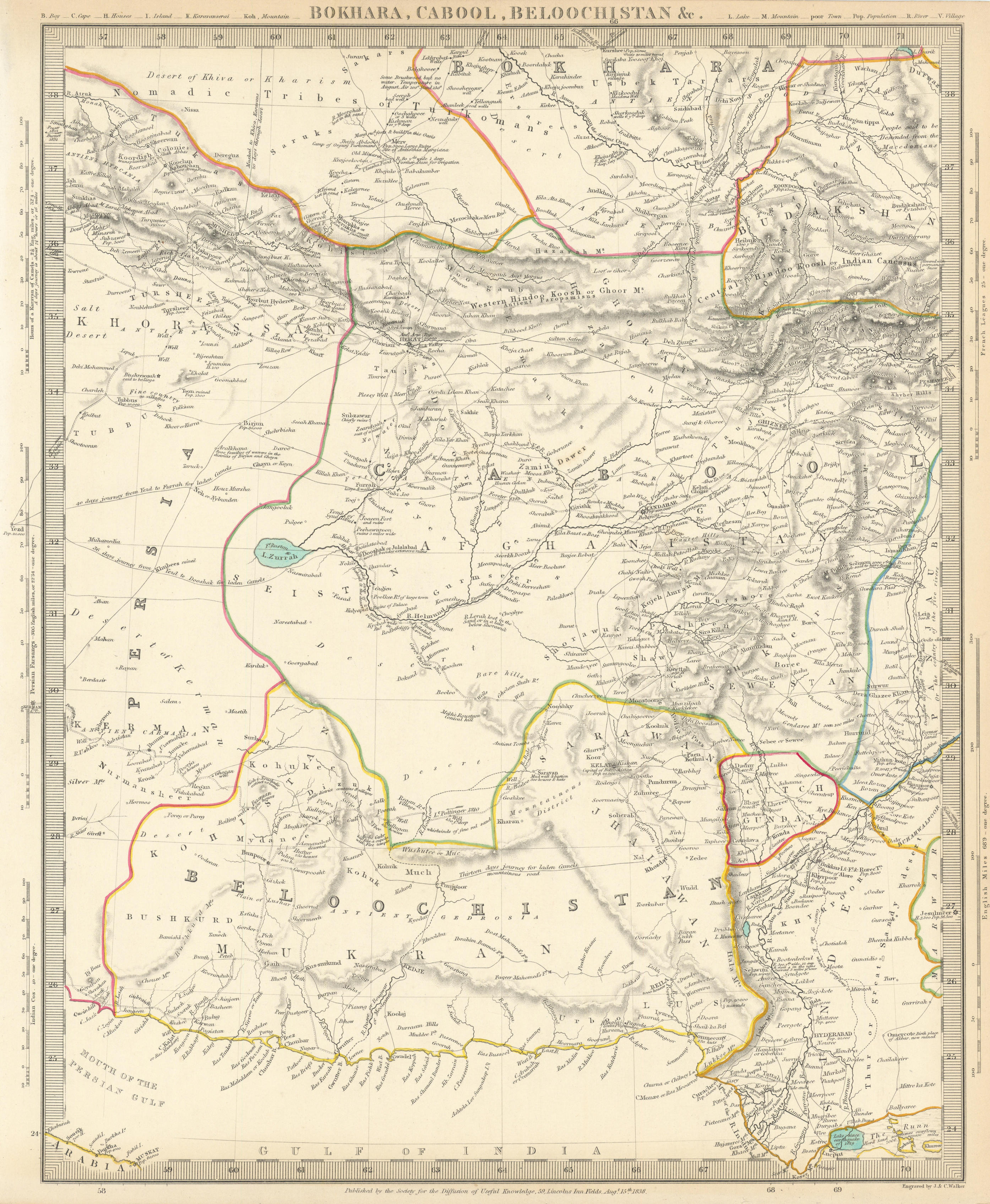 Associate Product BUKHARA KABUL & BALUCHISTAN.Afghanistan Khorassan Sinde Pakistan.SDUK 1844 map
