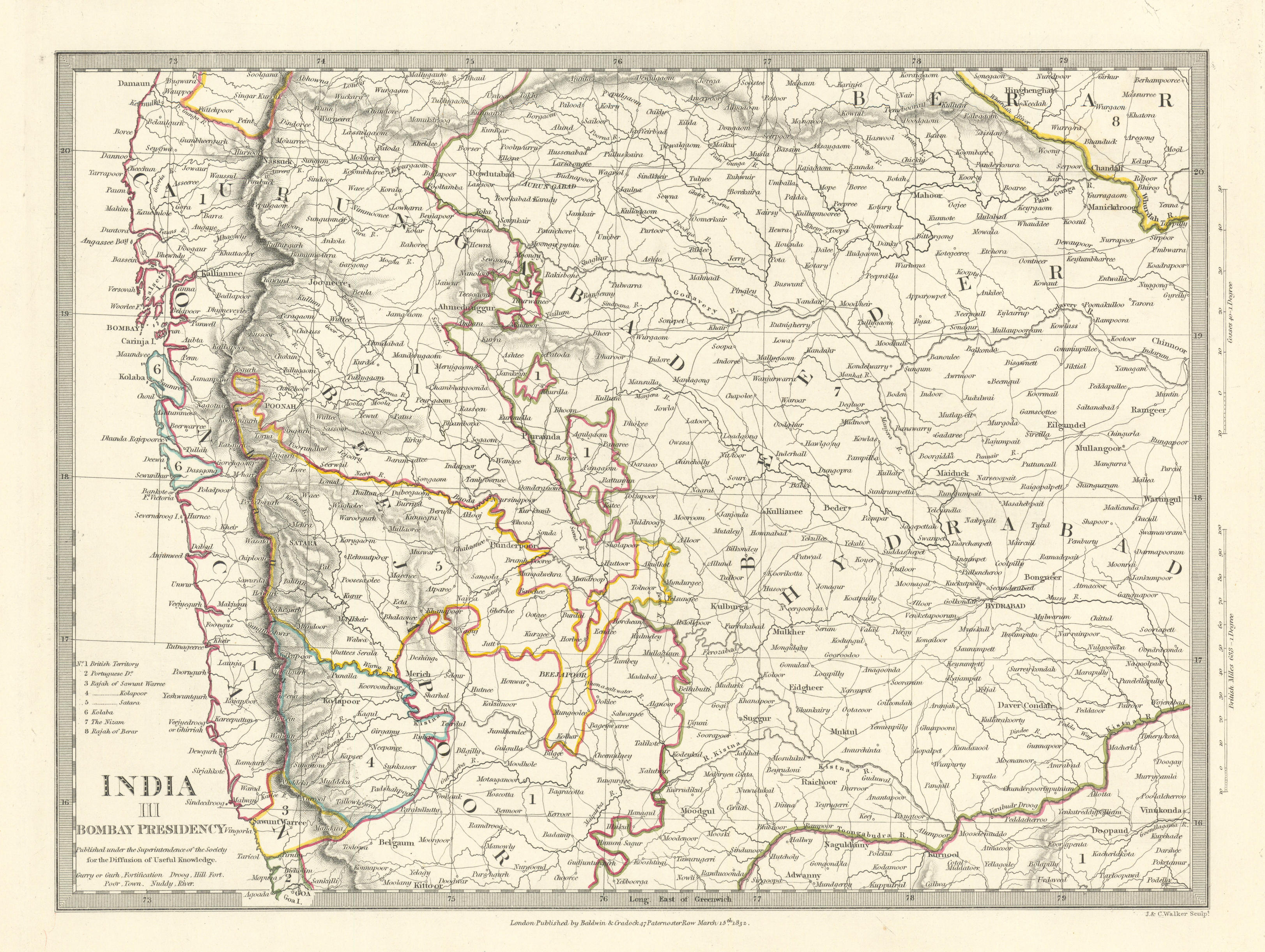 Associate Product BOMBAY (MUMBAI) PRESIDENCY AND HYDERABAD. Aurangabad; Bijapur. SDUK 1844 map