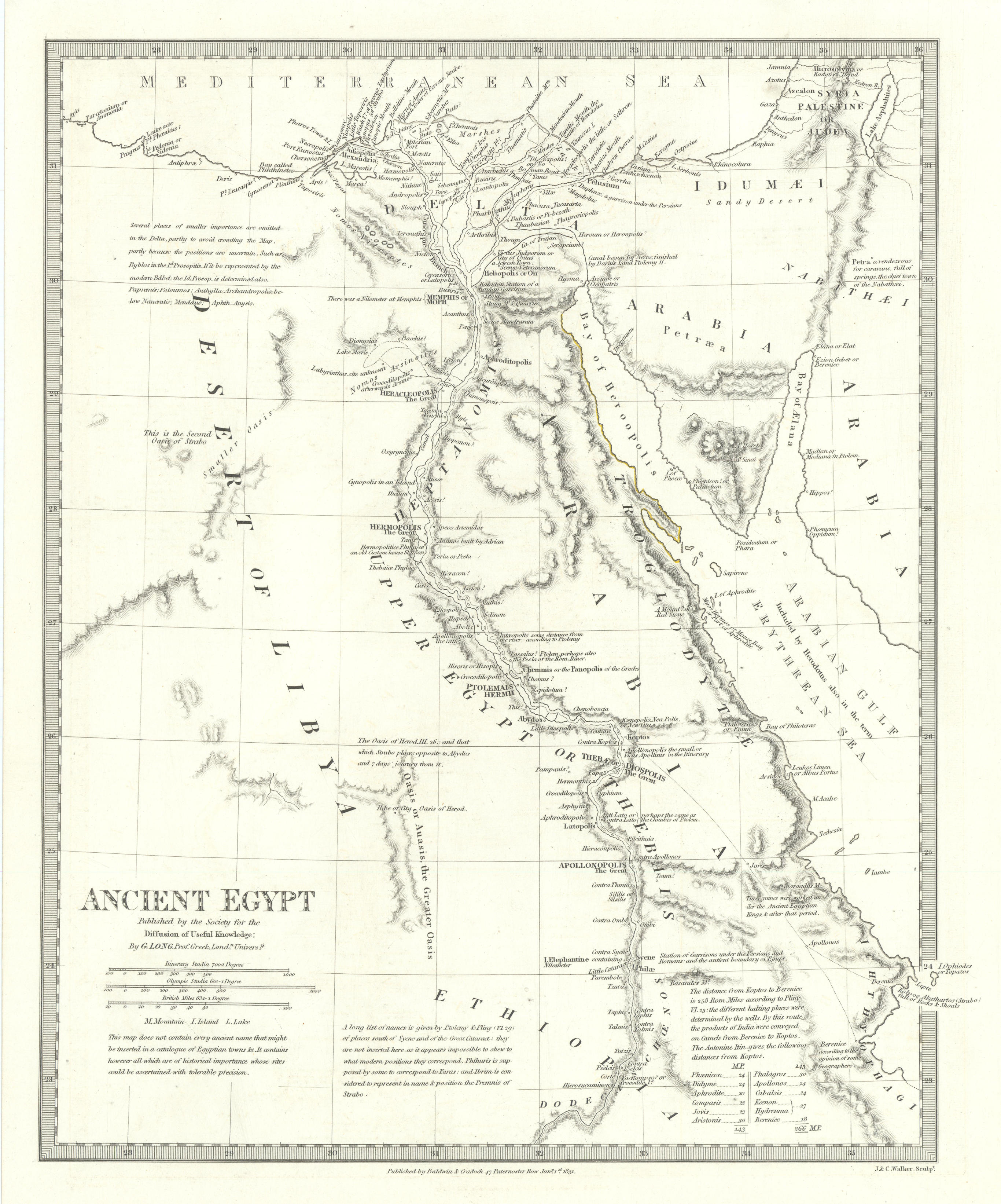 Associate Product ANCIENT EGYPT. Nile Valley. Original outline colour. SDUK 1844 old antique map