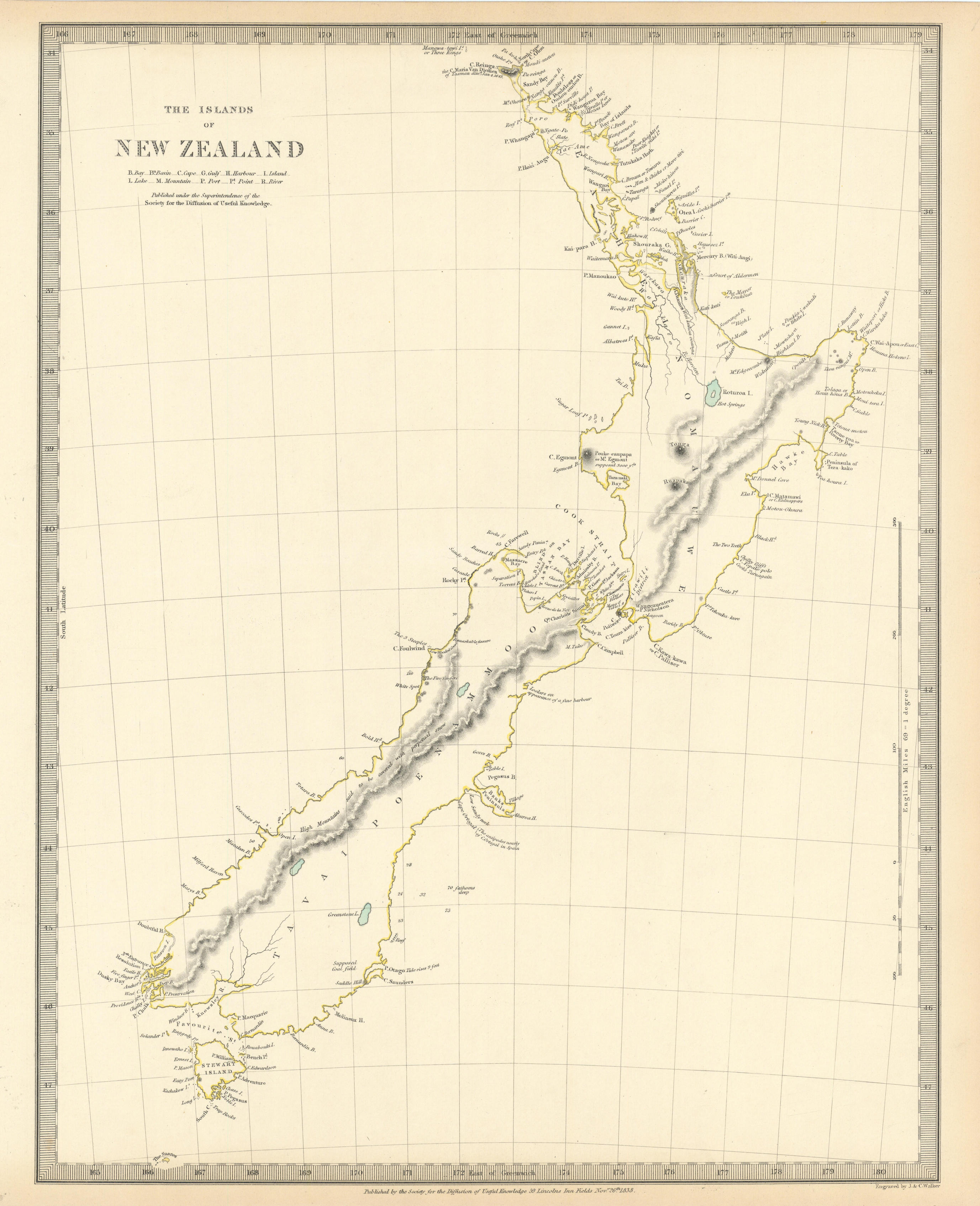 Associate Product NEW ZEALAND. The Islands of. Tavai Poenammoo Eaheinomauwe. SDUK 1844 old map