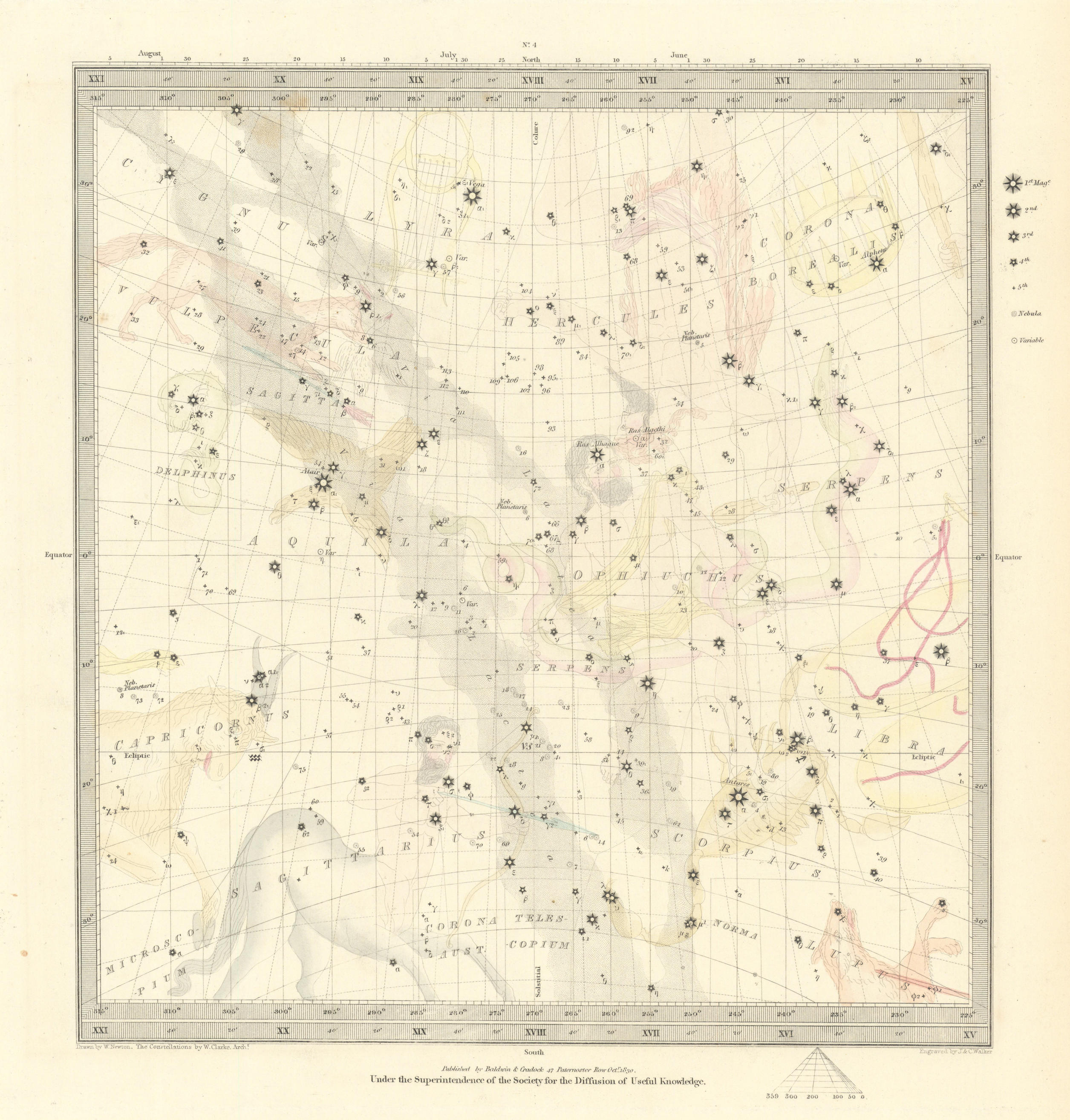 Associate Product ASTRONOMY CELESTIAL. Star map. Star chart. IV. Winter Solstice. SDUK 1847