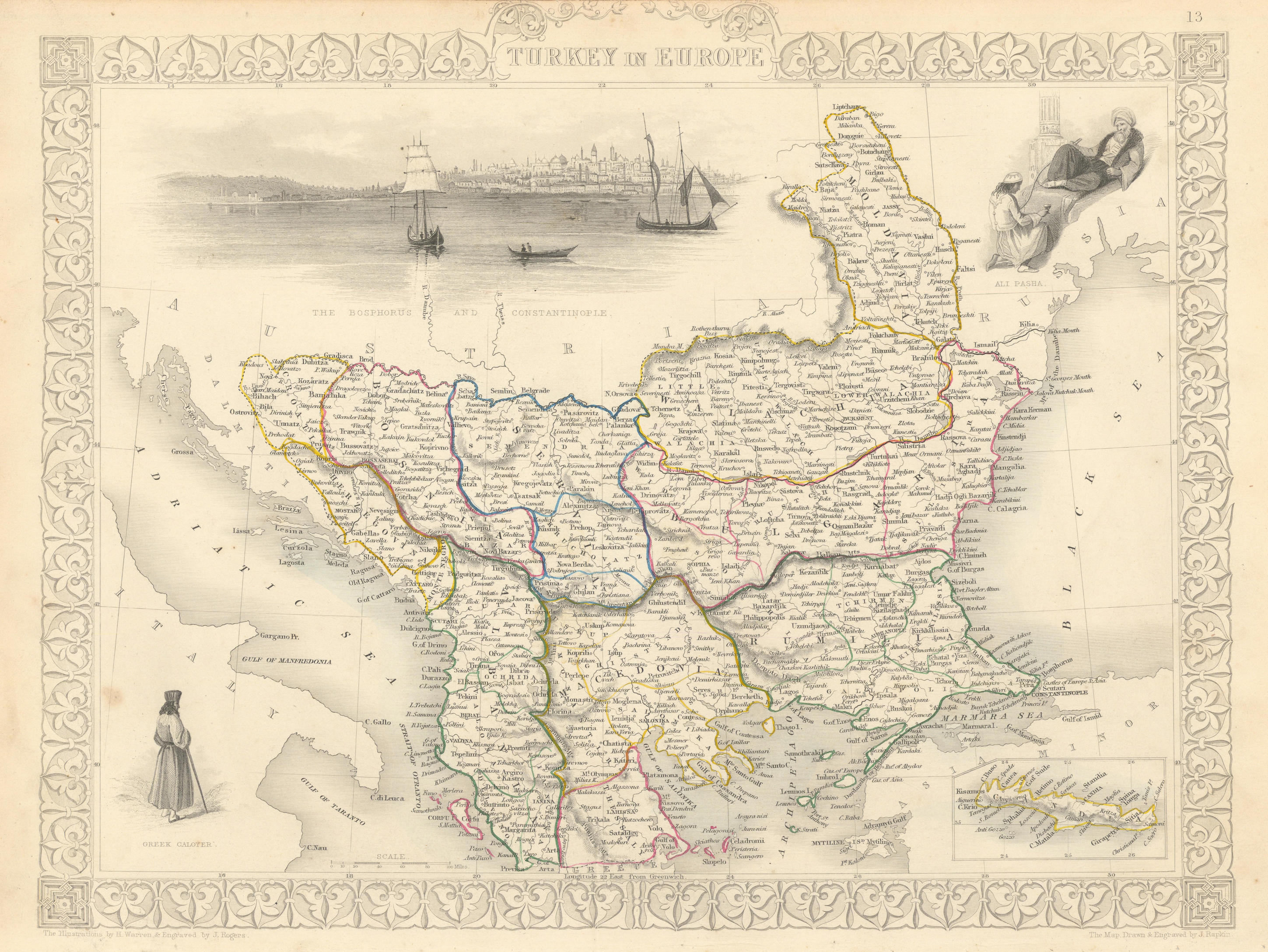 Associate Product TURKEY IN EUROPE. Constantinople view. Rumilia Balkans. TALLIS & RAPKIN 1851 map