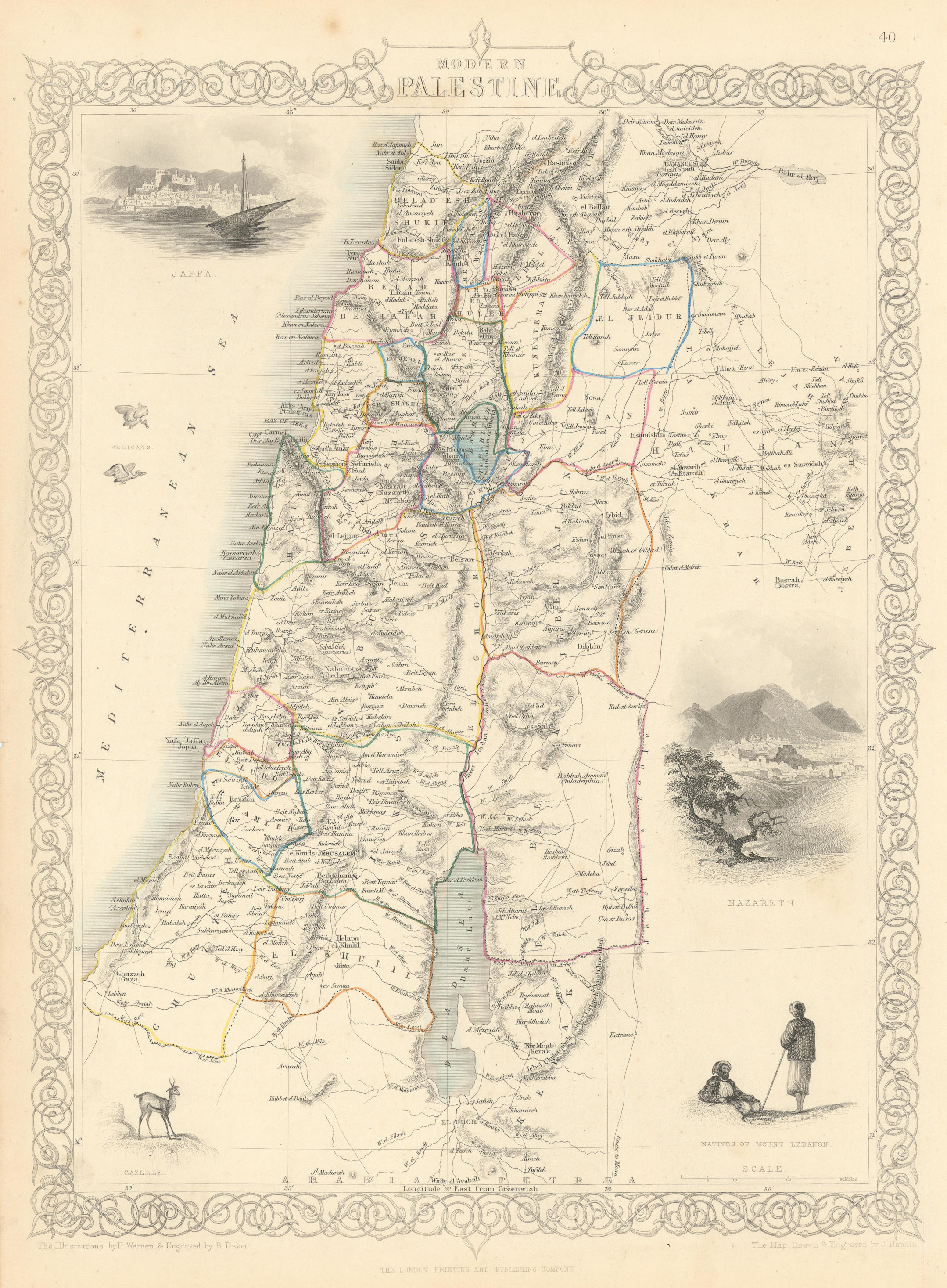 Associate Product PALESTINE. Jaffa/Tel Aviv Nazareth views. Jordan Lebanon. RAPKIN/TALLIS 1851 map