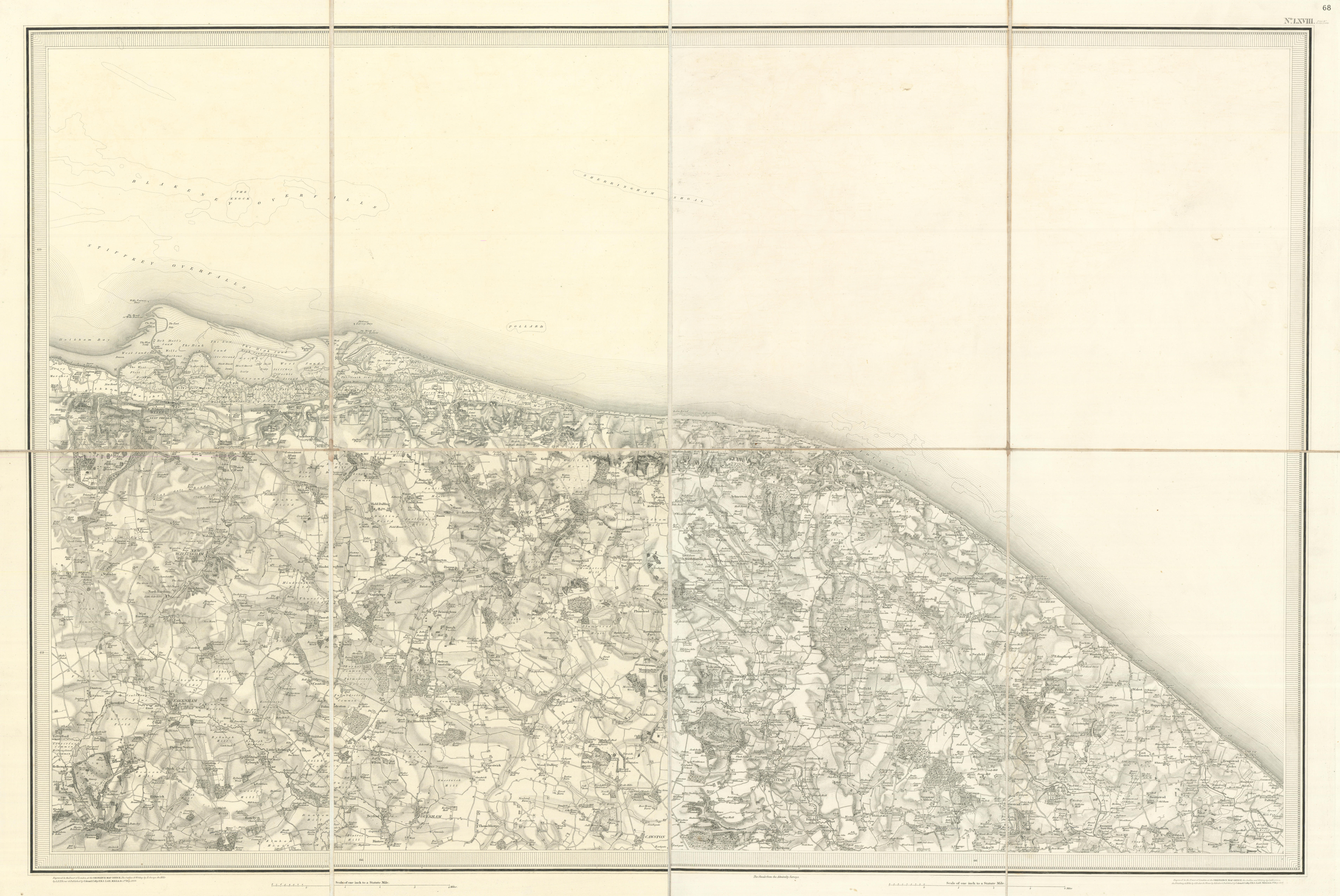Associate Product OS #68 North Norfolk Coast. Cromer Wells Blakeney Holt Fakenham Aylsham 1838 map