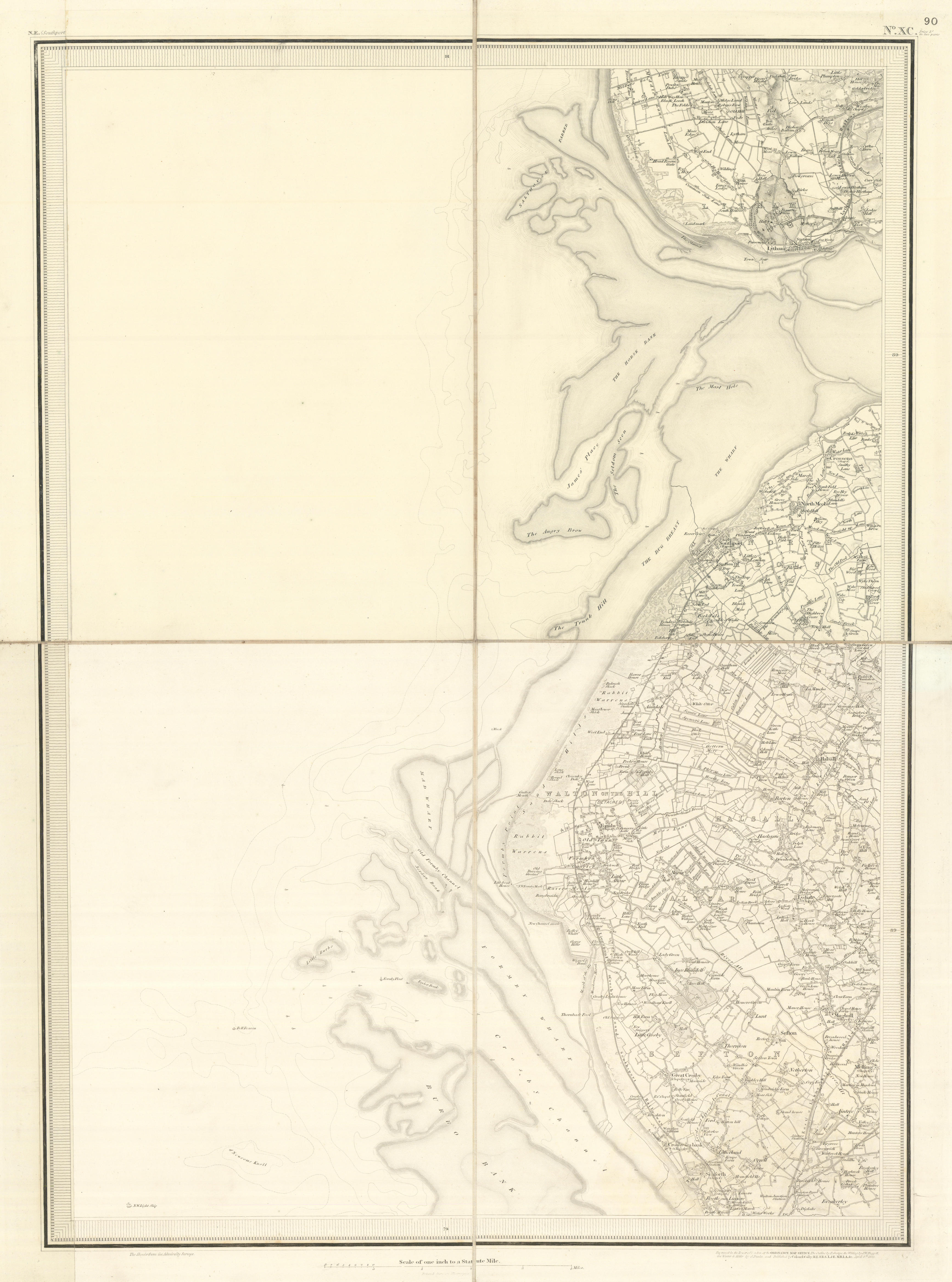 Associate Product OS #90 Sefton Coast & Ribble Estuary. Lytham Southport Formby Crosby 1842 map