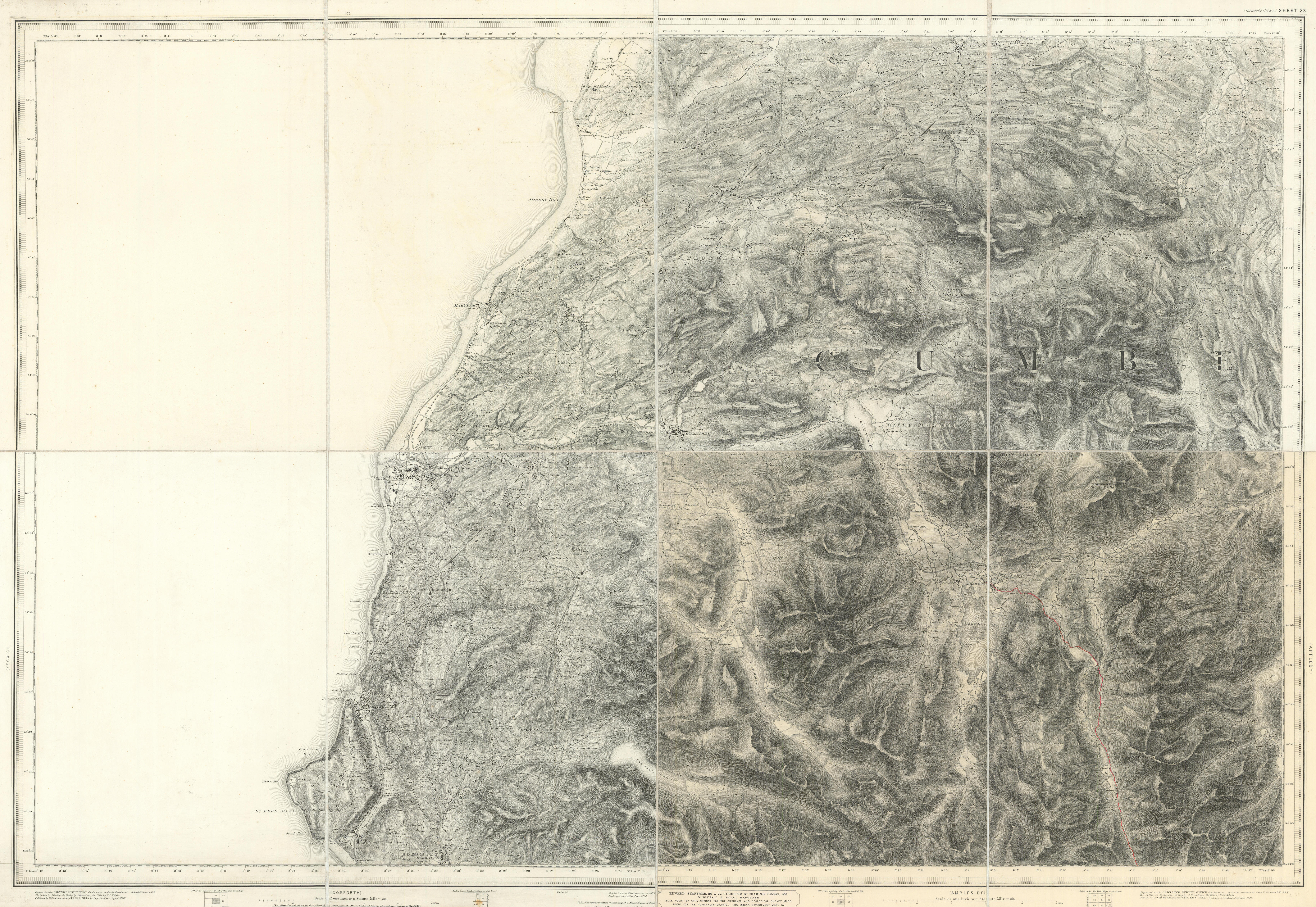 OS #101 North Lake District & Cumbria Coast. Keswick Buttermere 1888 old map