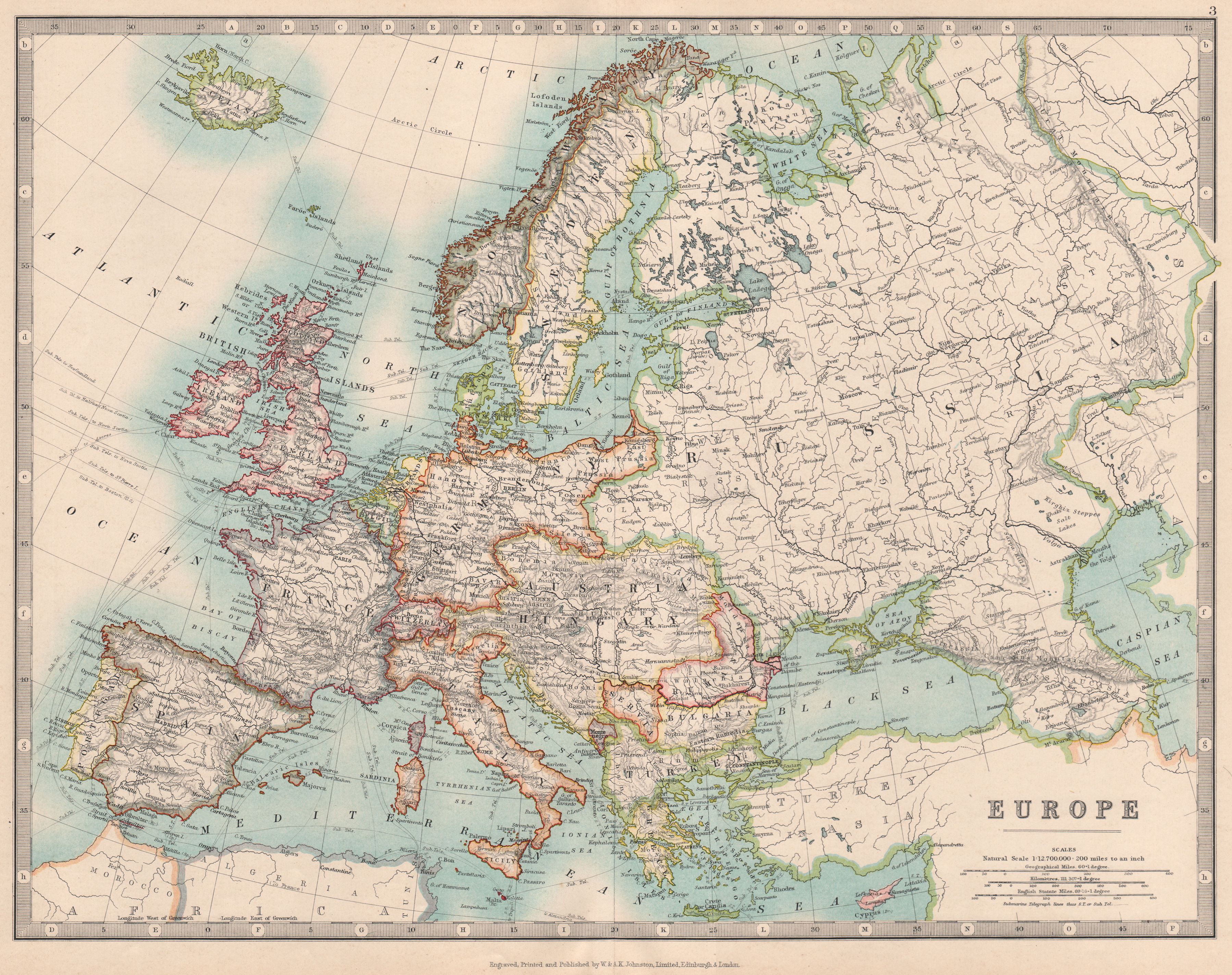 Associate Product EUROPE shown just before the First World War. JOHNSTON 1912 old antique map