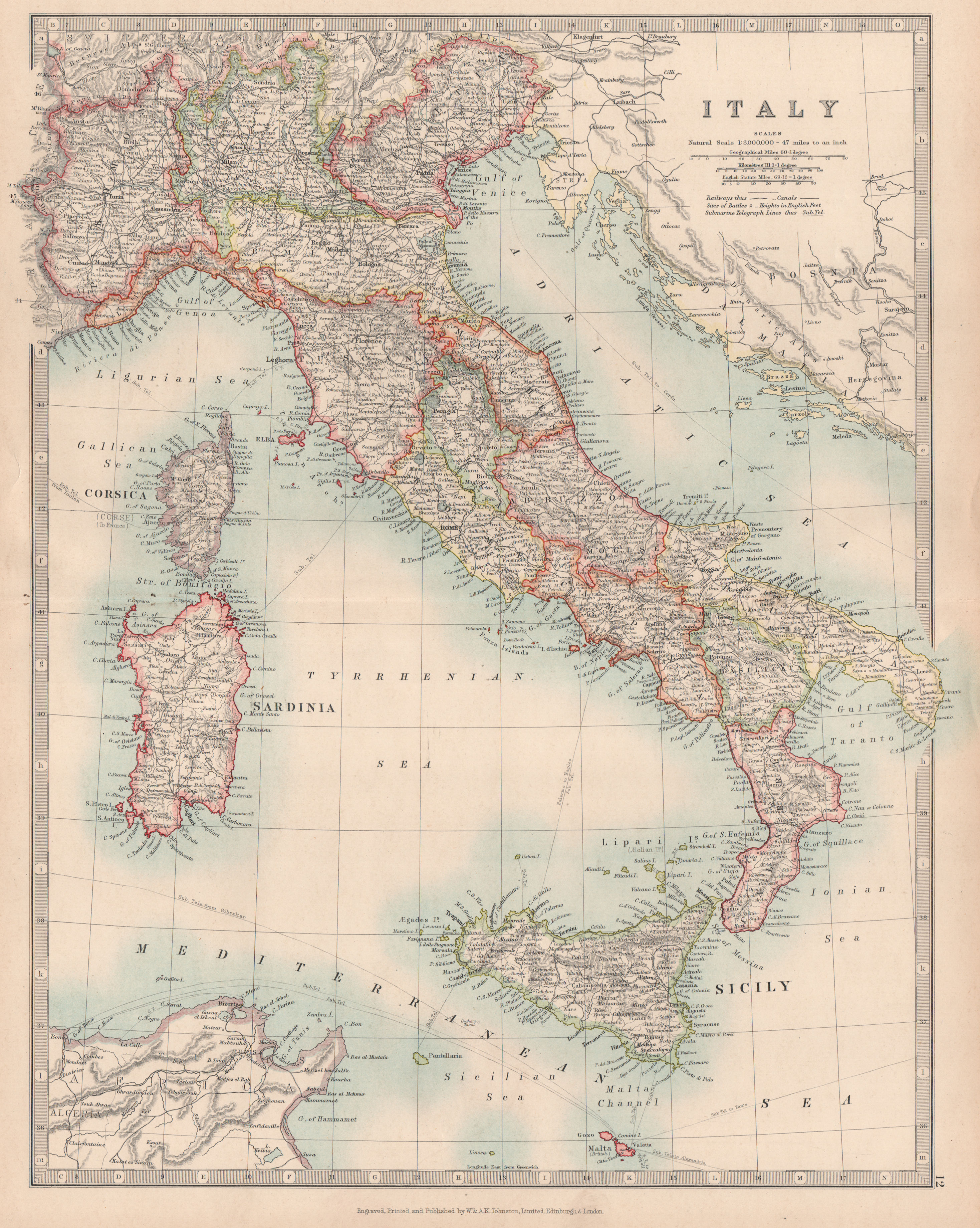 Associate Product ITALY. Railways. Key battlefields & dates. JOHNSTON 1912 old antique map chart