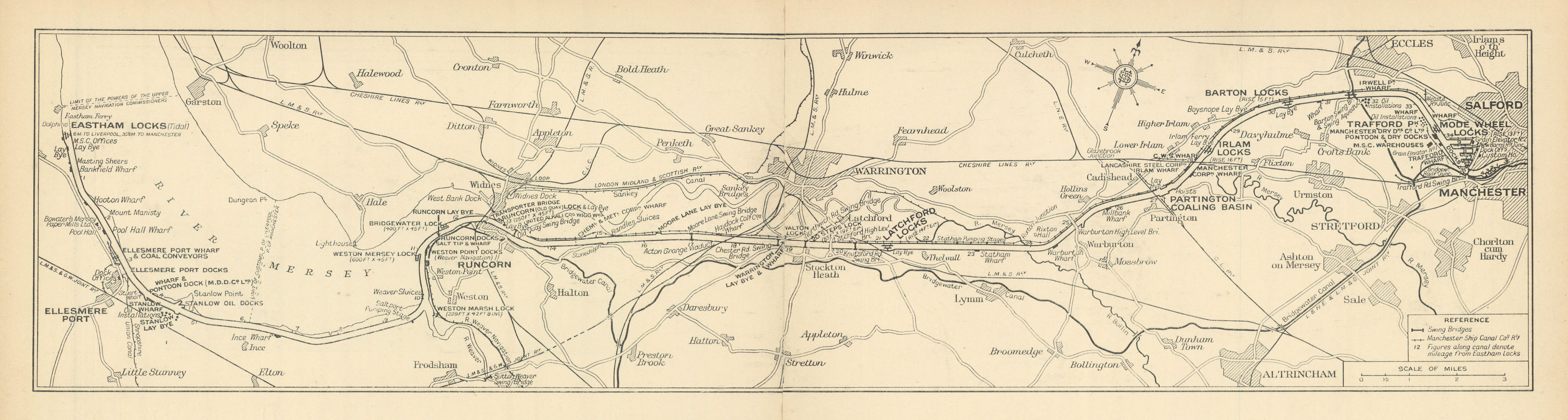 Associate Product Manchester Ship Canal. Mersey - Runcorn - Warrington. GEOGRAPHIA 1935 old map