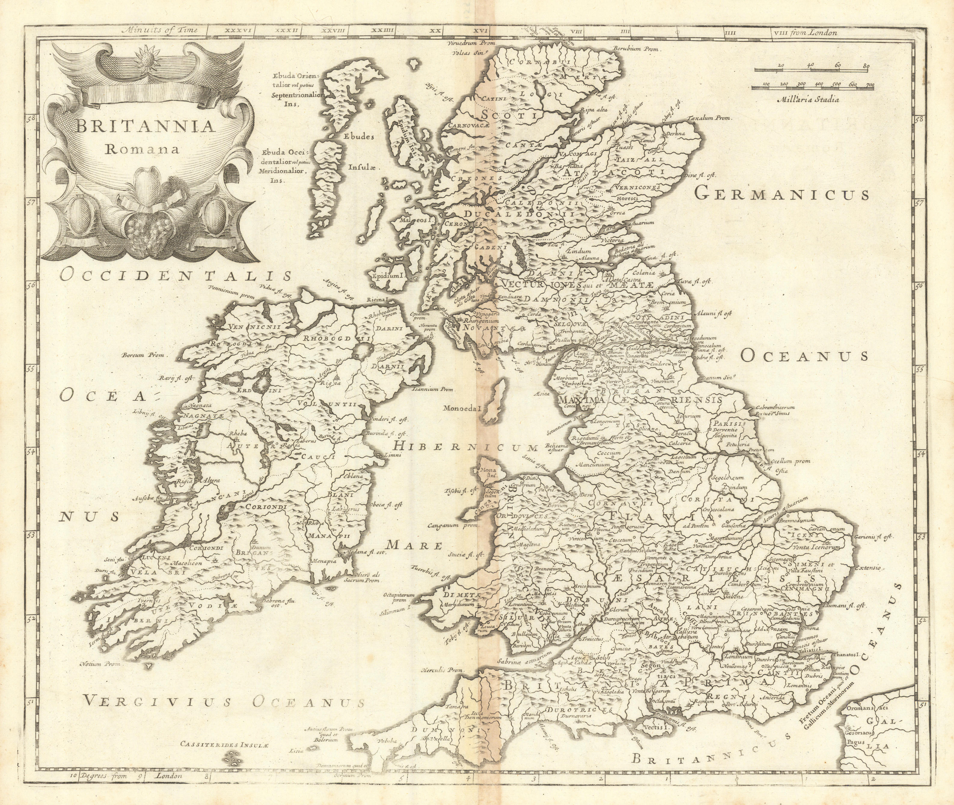 Roman Britain. 'BRITANNIA ROMANA' by ROBERT MORDEN. Camden's Britannia 1695 map