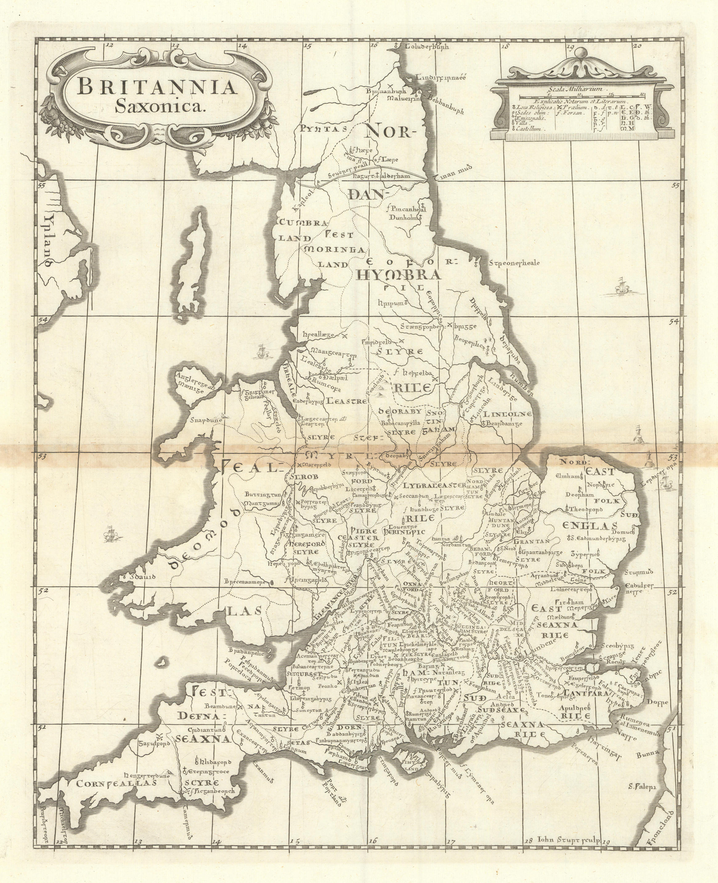 Associate Product Saxon Britain.'BRITANNIA SAXONICA' by ROBERT MORDEN.Camden's Britannia 1695 map