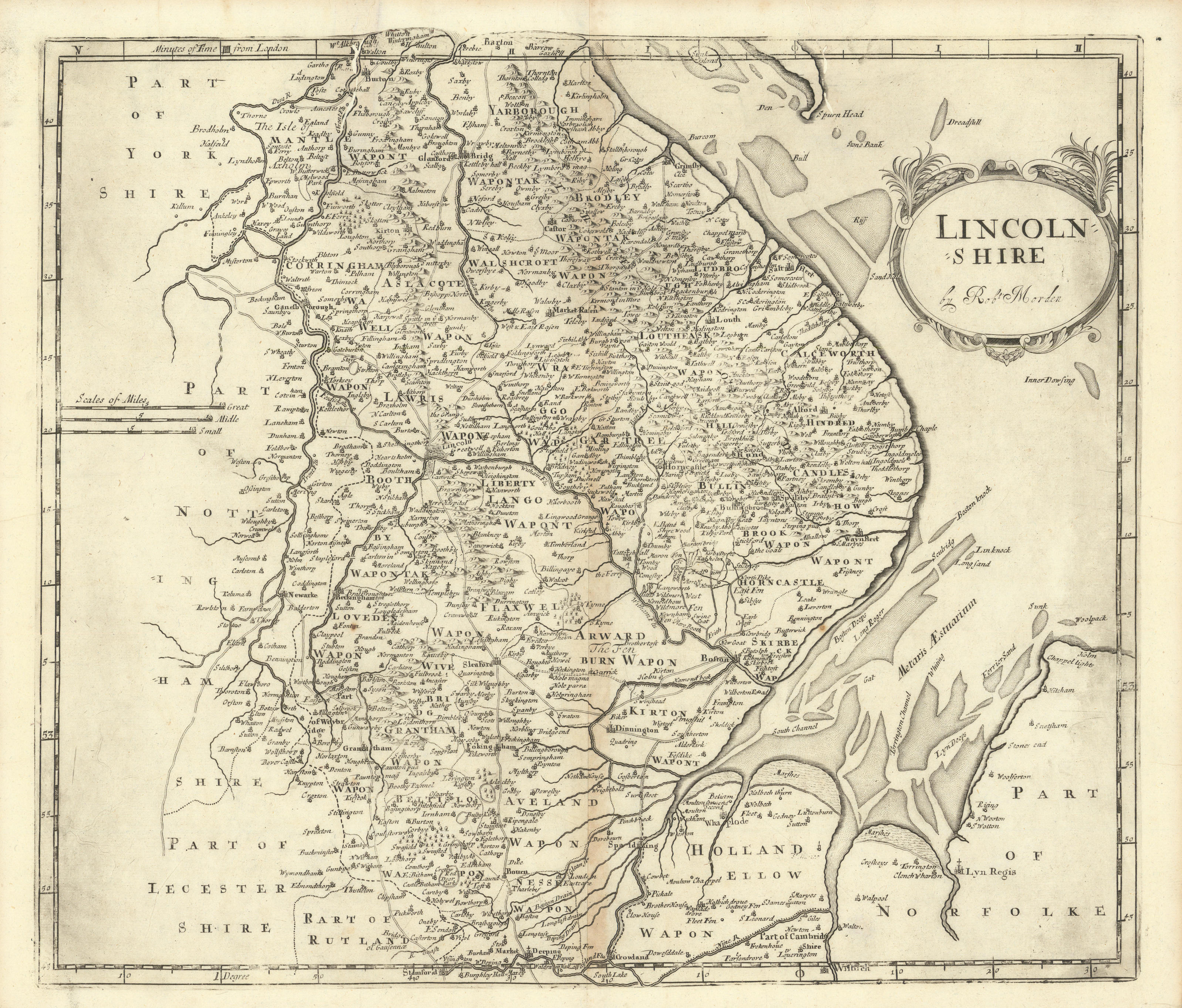 Associate Product Lincolnshire. 'LINCOLN SHIRE' by ROBERT MORDEN from Camden's Britannia 1695 map