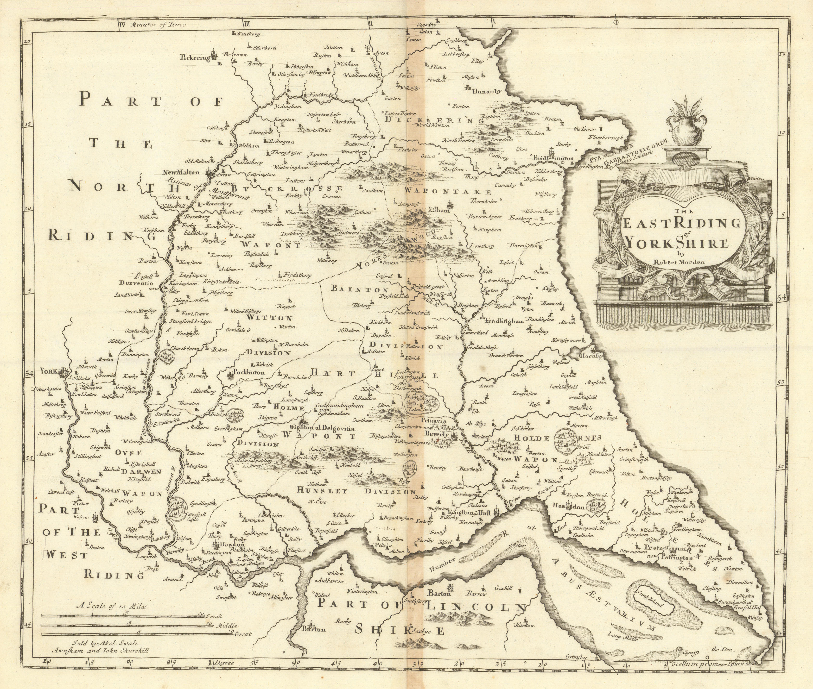 Associate Product EAST RIDING OF YORKSHIRE by ROBERT MORDEN from Camden's Britannia 1695 old map