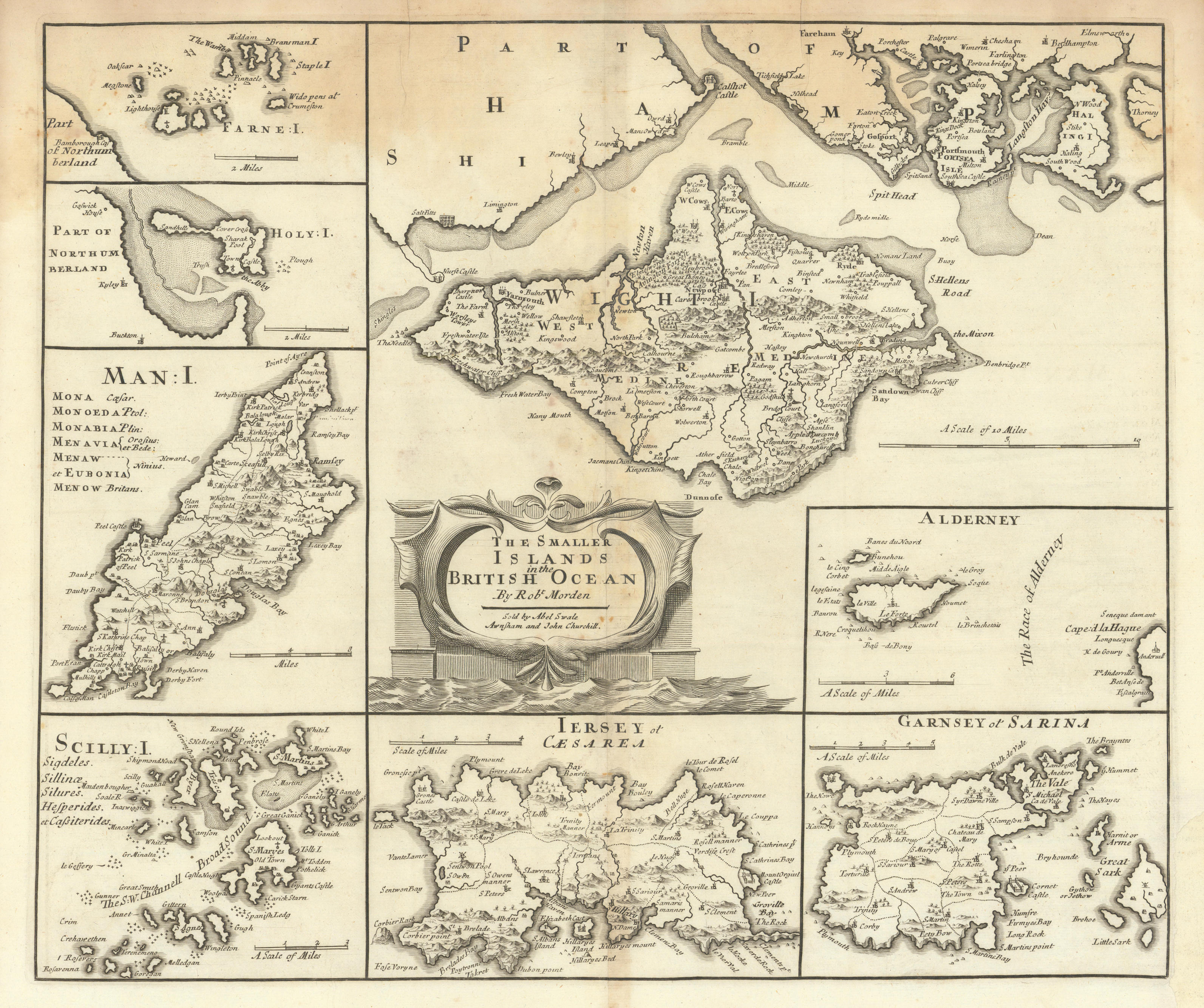 Associate Product ENGLAND. Isles of Wight/Man Scilly Isles Farne/Channel Islands. MORDEN 1695 map