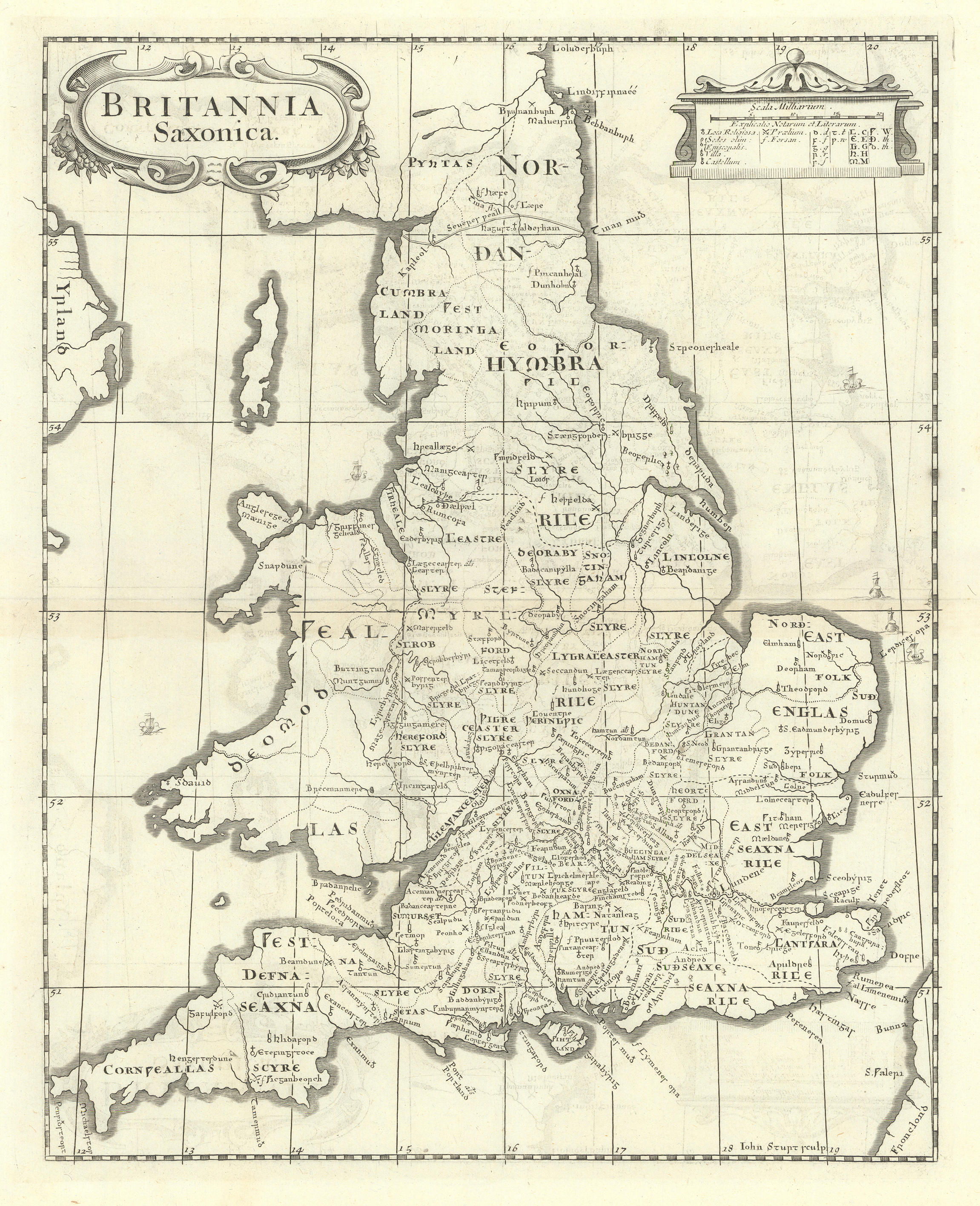 Saxon Britain.'BRITANNIA SAXONICA' by ROBERT MORDEN.Camden's Britannia 1722 map