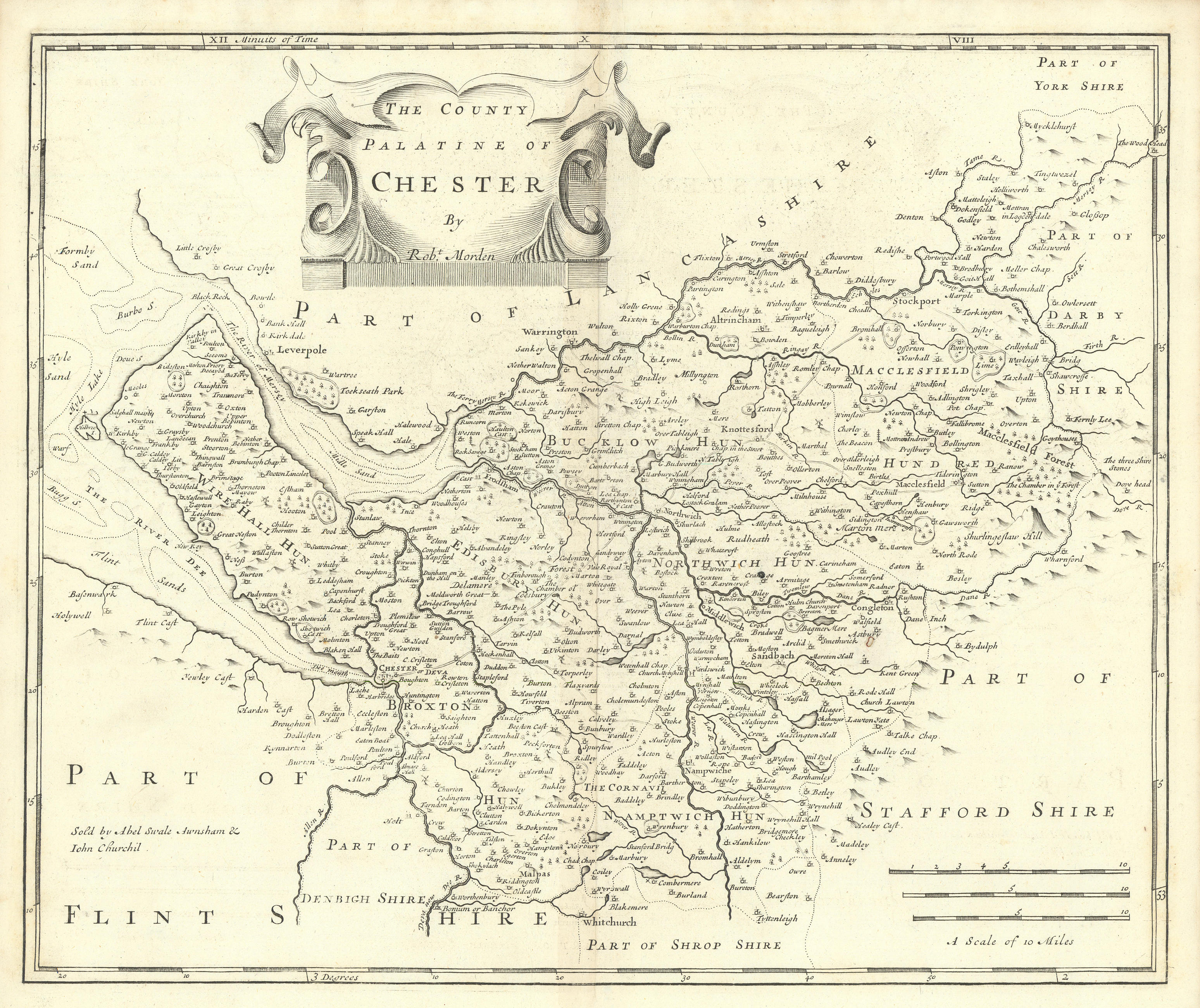 Associate Product Cheshire.'COUNTY PALATINE OF CHESTER' ROBERT MORDEN Camden's Britannia 1722 map