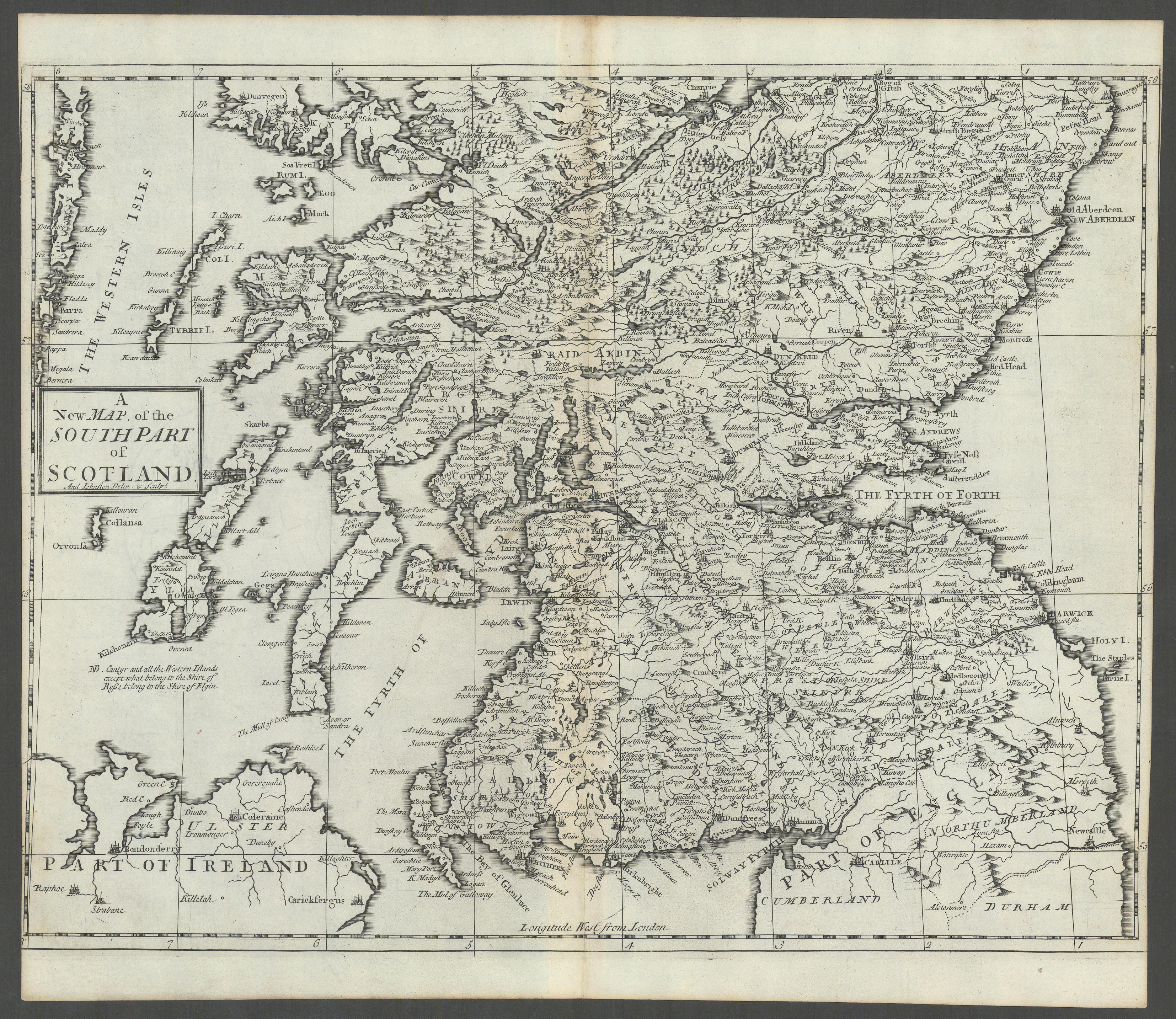 Associate Product SOUTHERN SCOTLAND by ANDREW JOHNSTON from Camden's Britannia 1722 old map