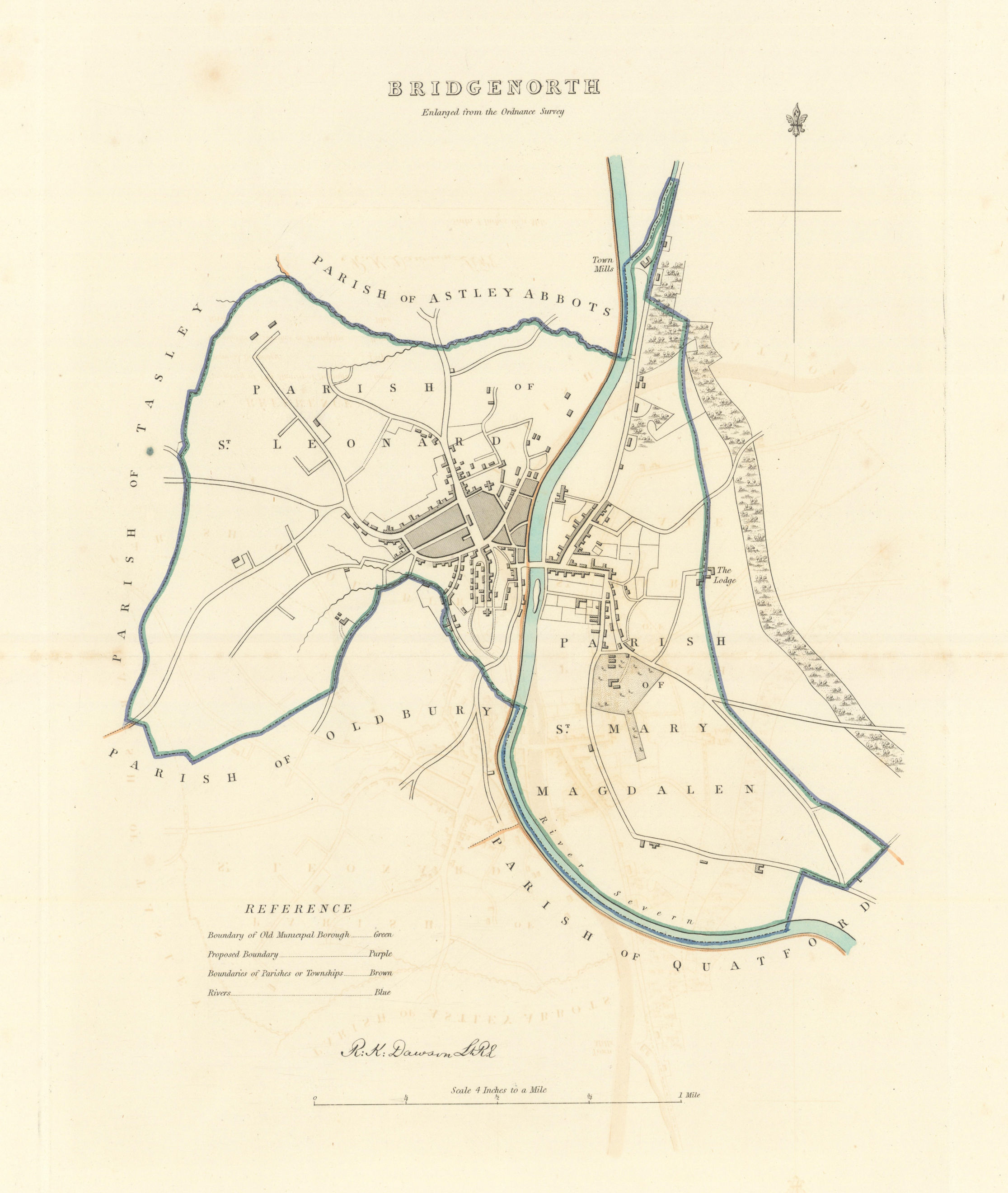 Associate Product BRIDGNORTH borough/town plan. BOUNDARY COMMISSION. Shropshire. DAWSON 1837 map