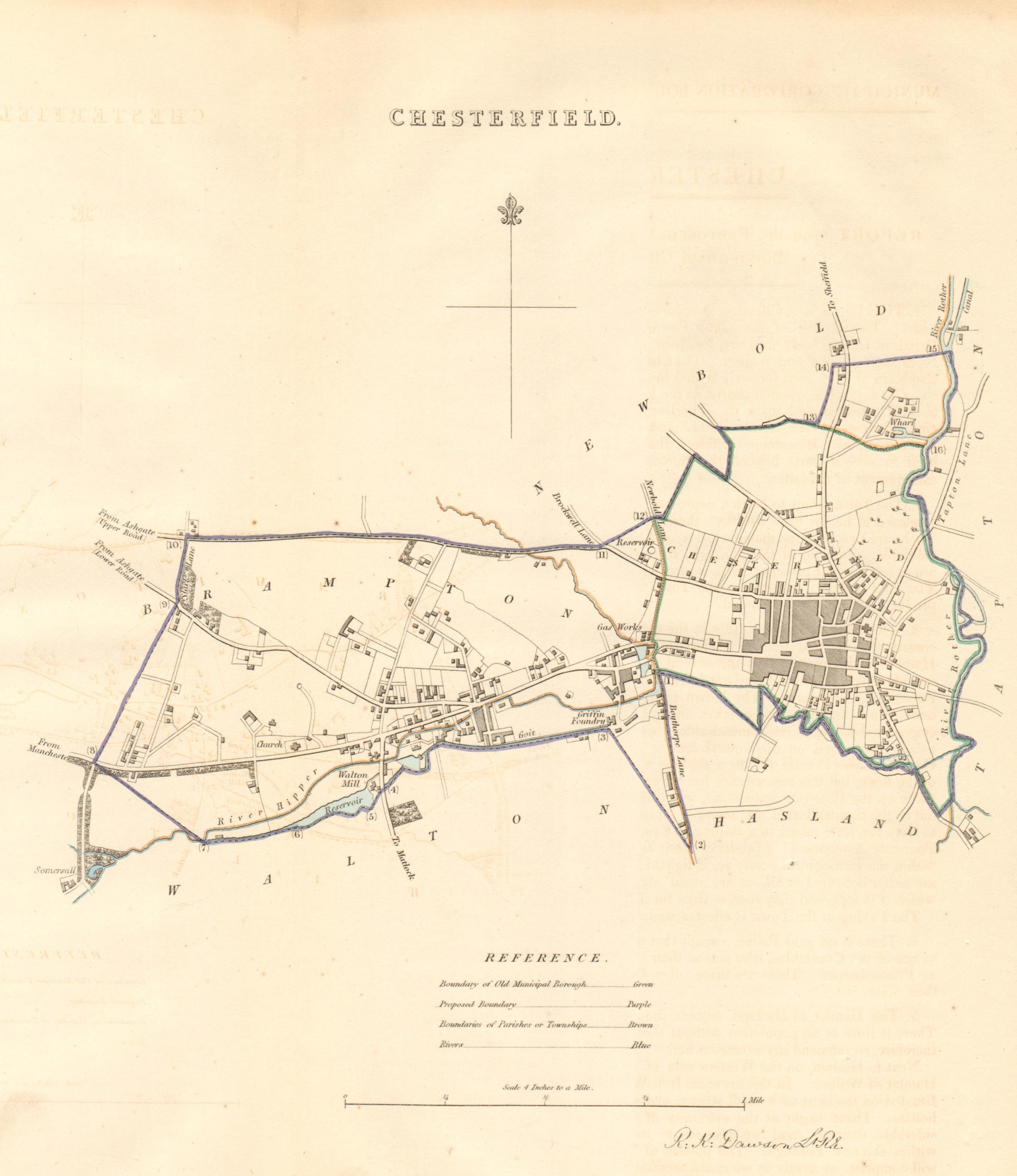 Associate Product CHESTERFIELD borough/town plan. BOUNDARY COMMISSION. Derbyshire. DAWSON 1837 map