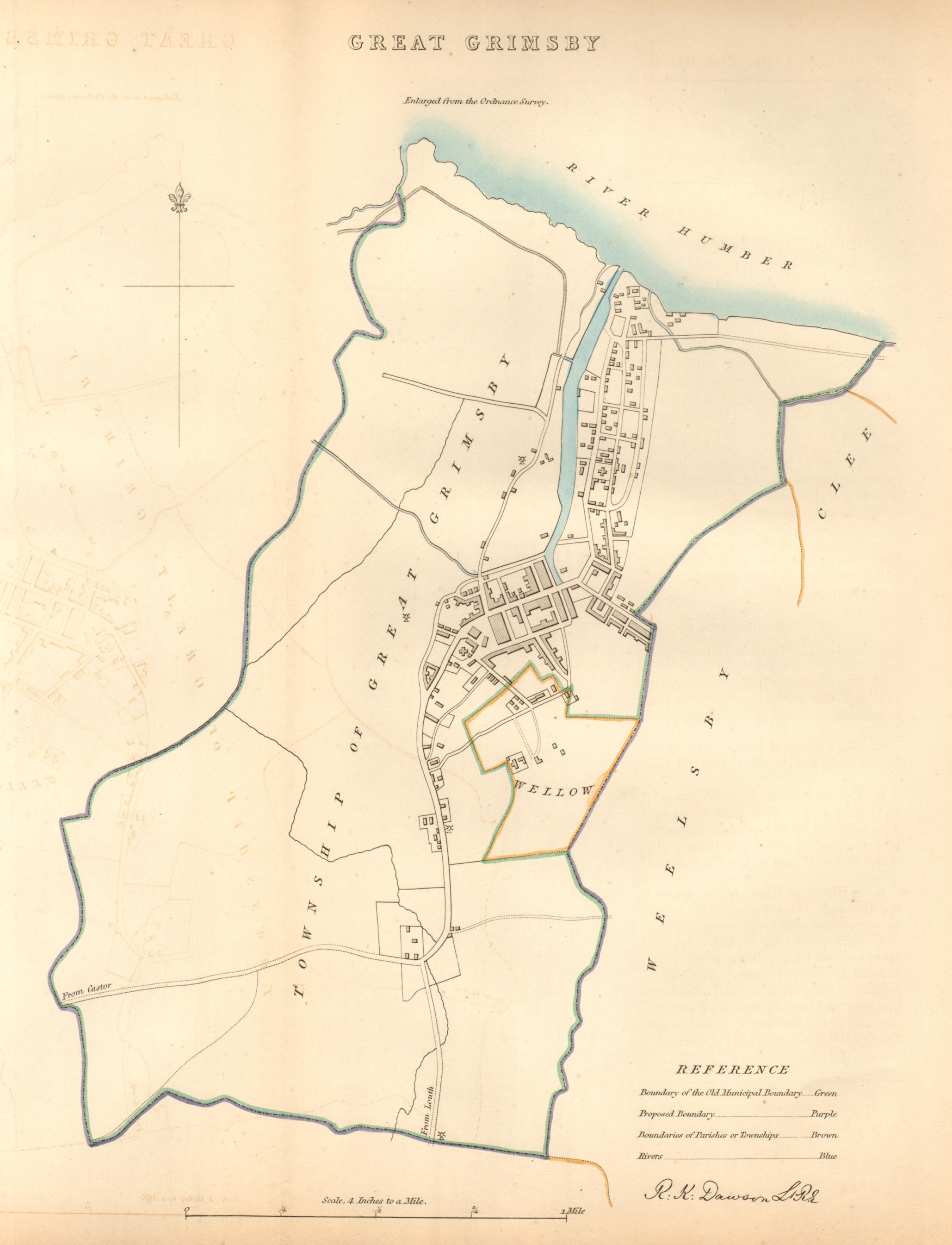 Associate Product GREAT GRIMSBY borough/town/city plan. BOUNDARY COMMISSION Lincs. DAWSON 1837 map